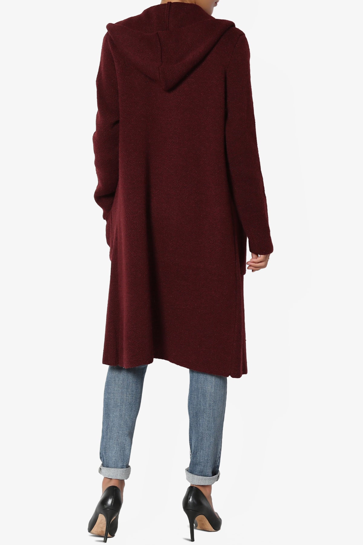 Portola Hooded Longline Cardigan BURGUNDY_2