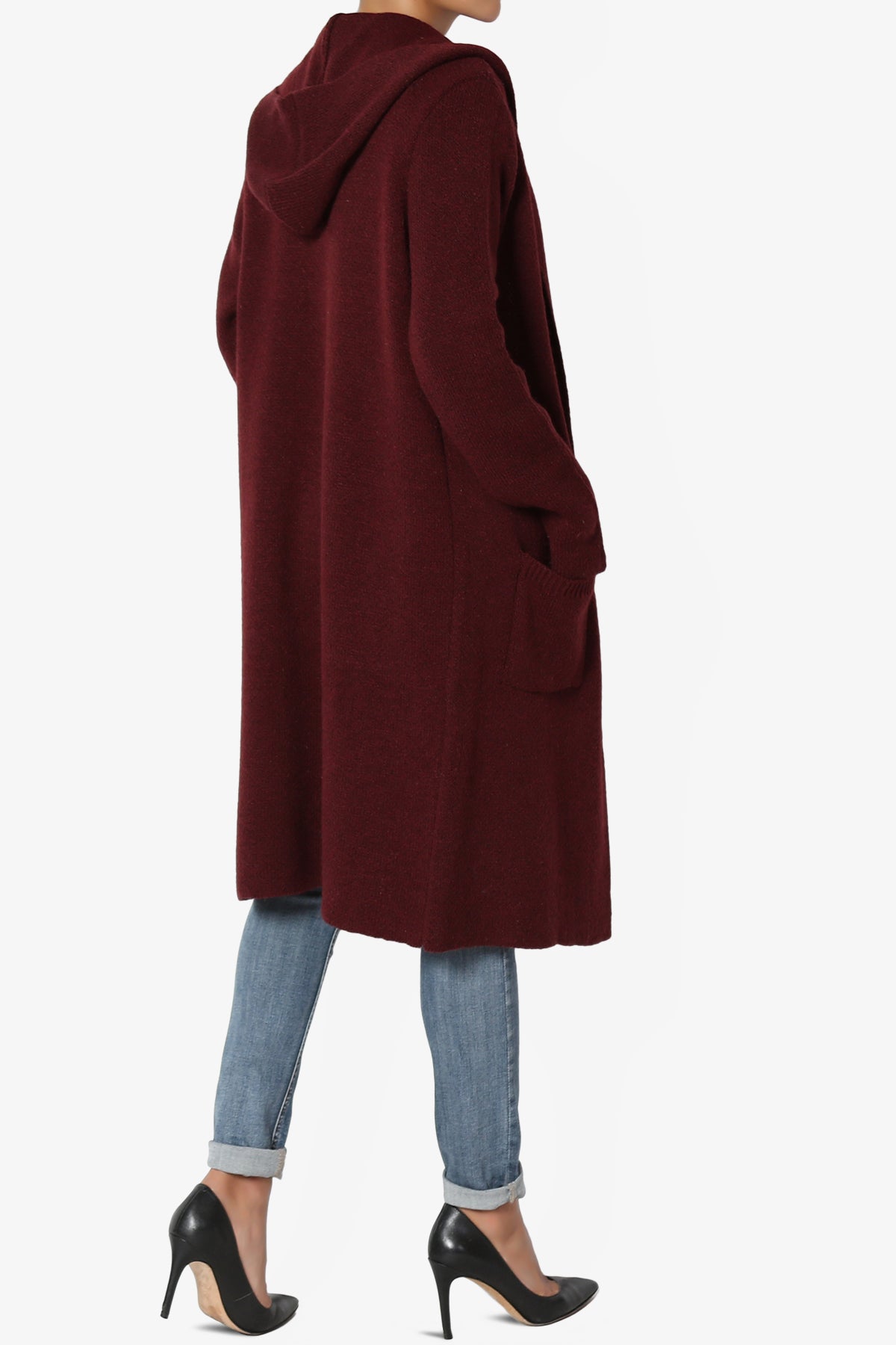 Portola Hooded Longline Cardigan BURGUNDY_4
