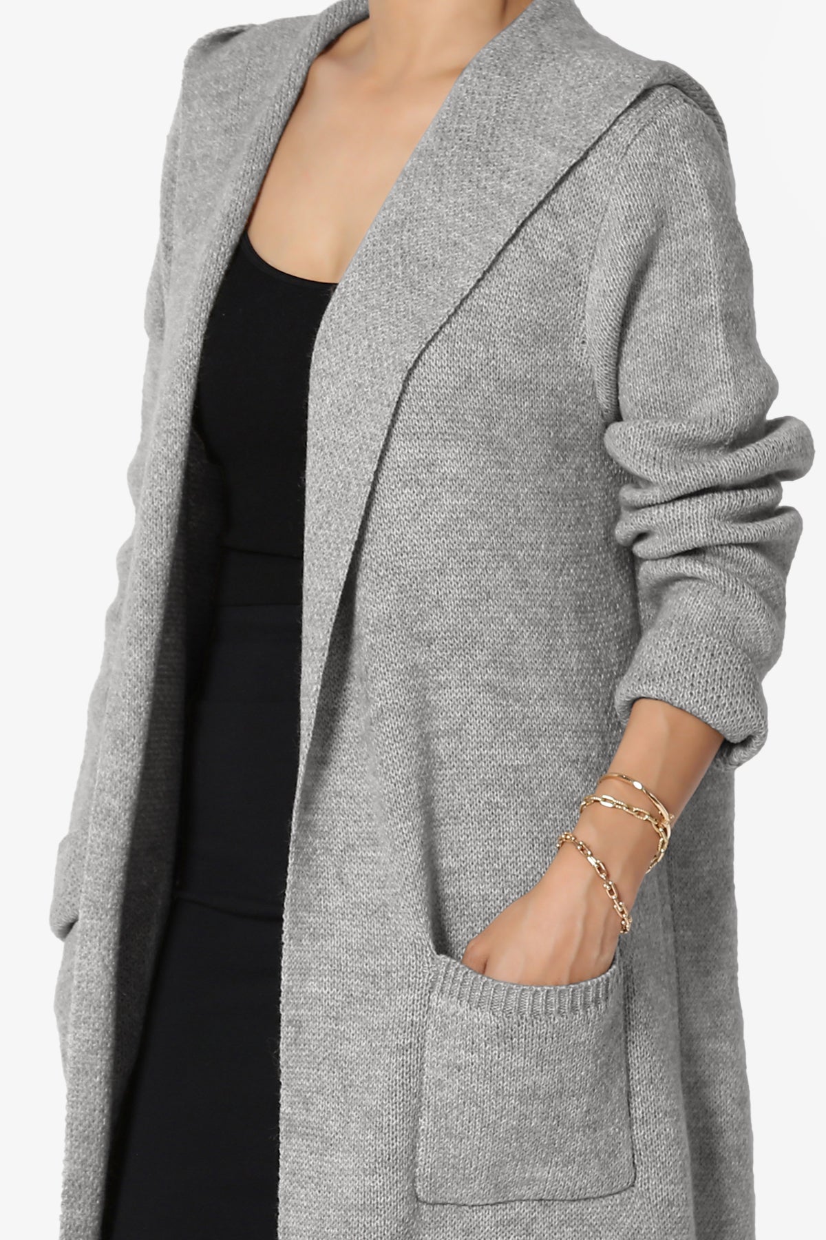 Portola Hooded Longline Cardigan HEATHER GREY_5