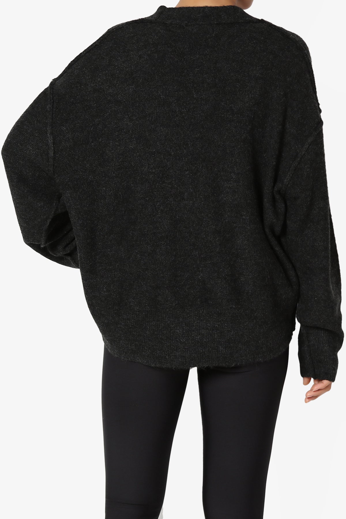 Taryn Loose Melange Knit Crop Cardigan CHARCOAL_2