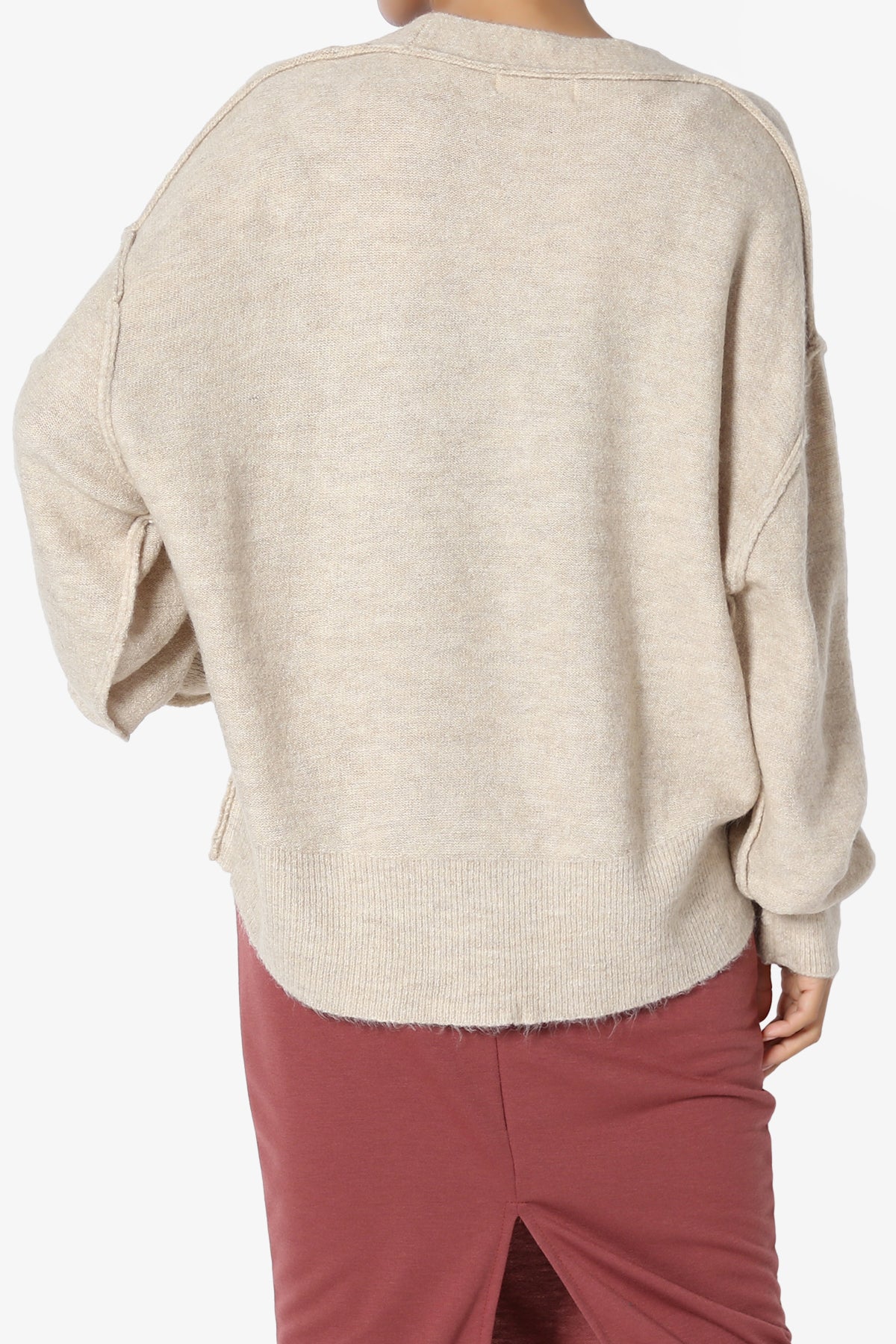 Taryn Loose Melange Knit Crop Cardigan HEATHER BEIGE_2