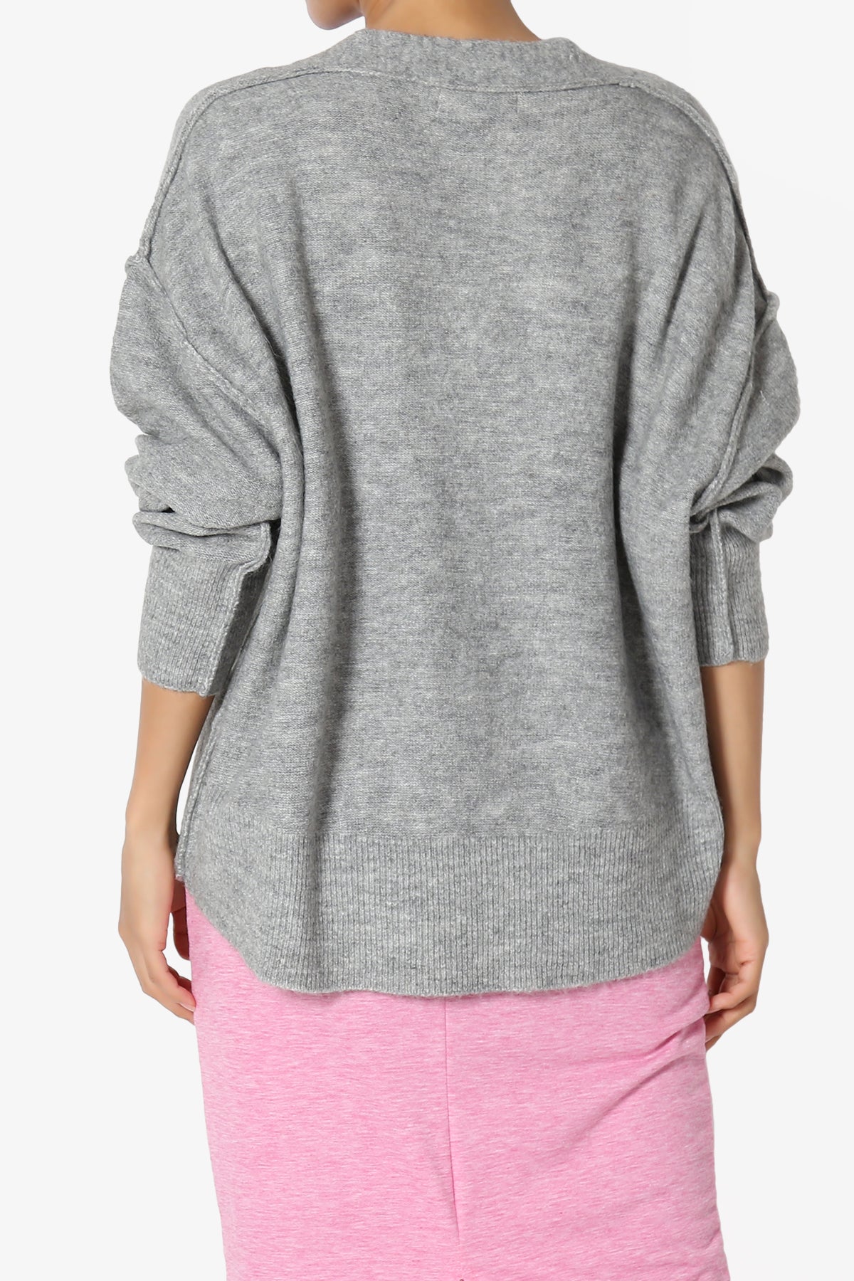 Taryn Loose Melange Knit Crop Cardigan HEATHER GREY_2