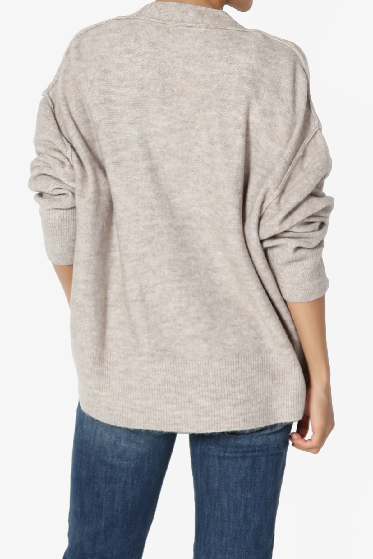 Taryn Loose Melange Knit Crop Cardigan MOCHA_2