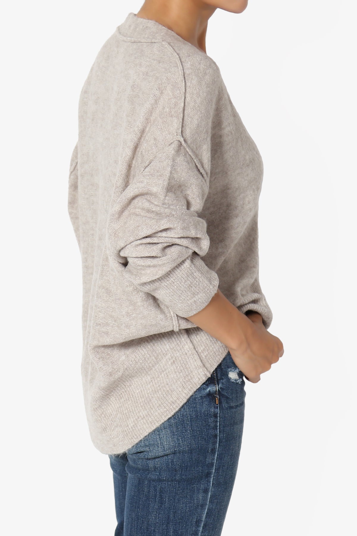 Taryn Loose Melange Knit Crop Cardigan MOCHA_4