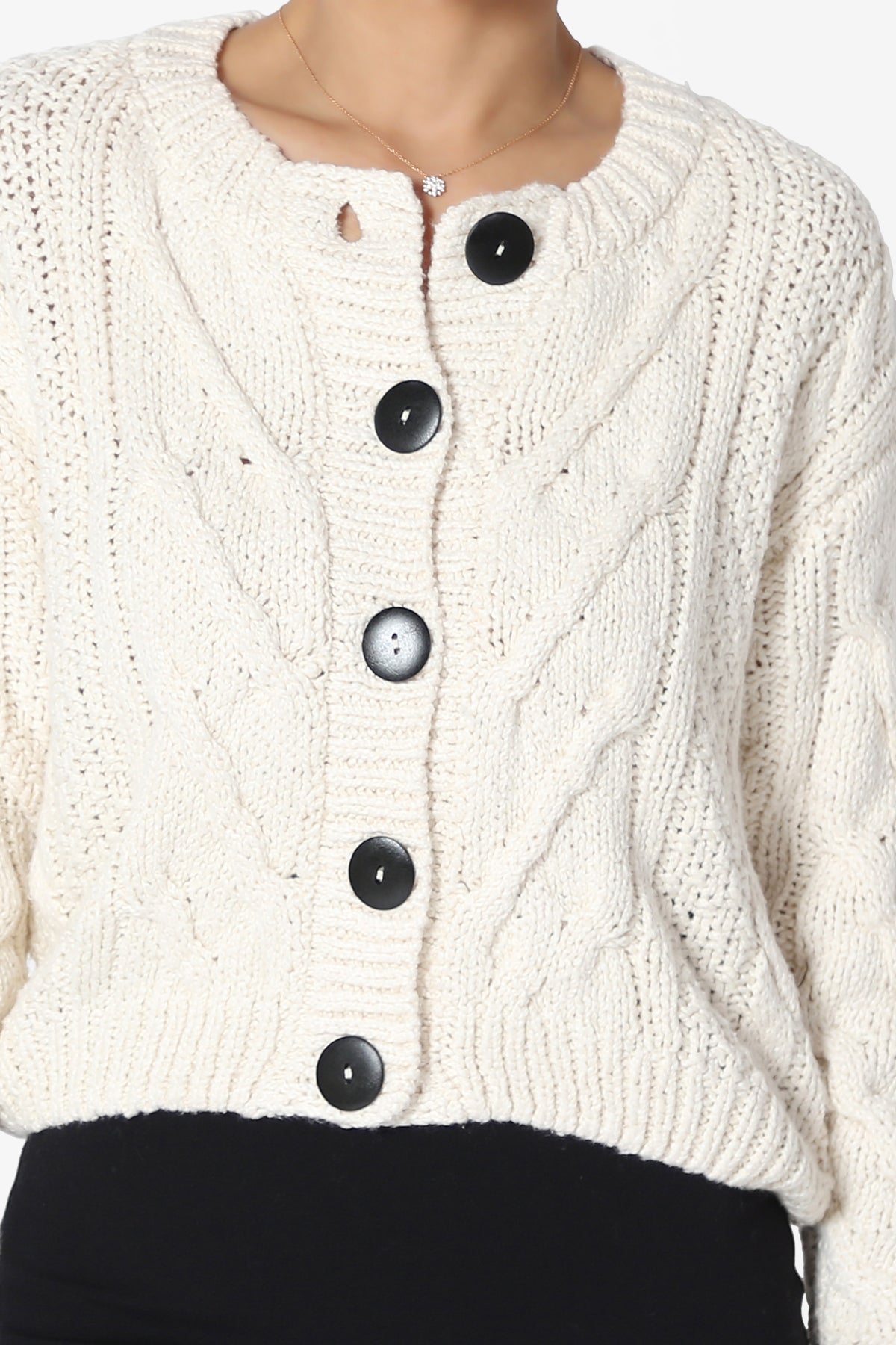Spain Cropped Cable Knit Sweater Cardigan