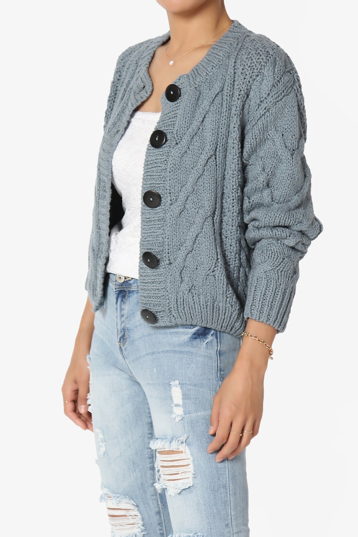 Spain Cropped Cable Knit Sweater Cardigan