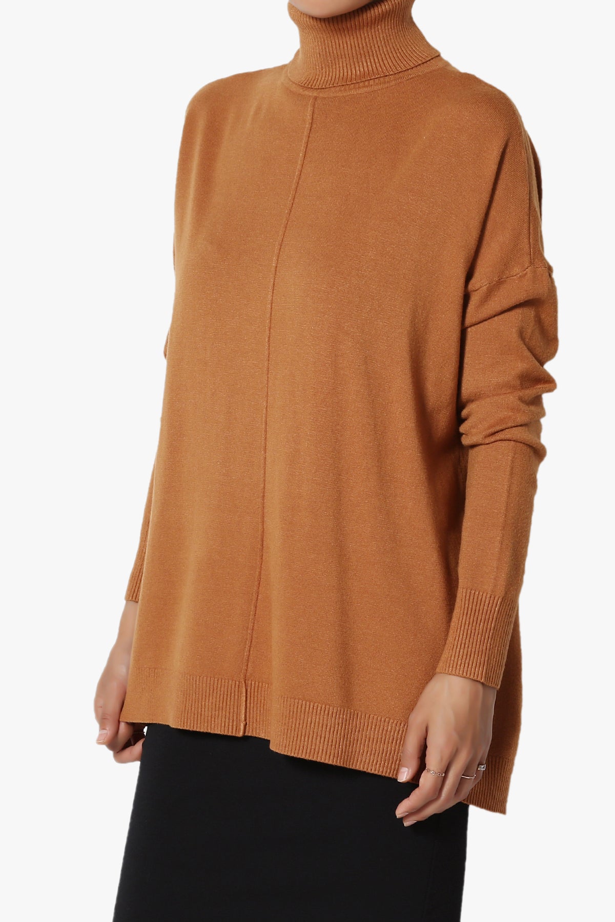 Henley Turtle Neck Knit Sweater ALMOND_3