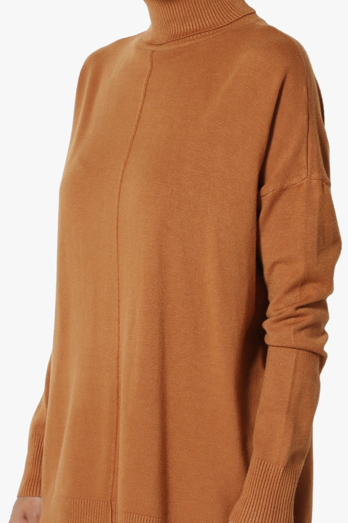 Henley Turtle Neck Knit Sweater ALMOND_5