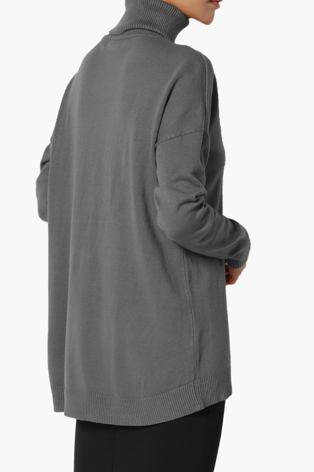 Henley Turtle Neck Knit Sweater ASH GREY_4