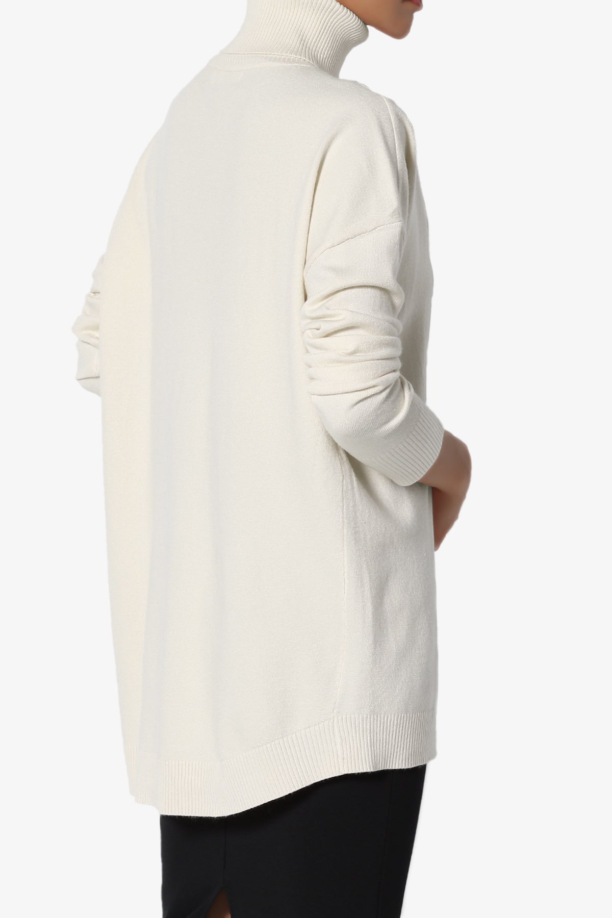 Henley Turtle Neck Knit Sweater BONE_4