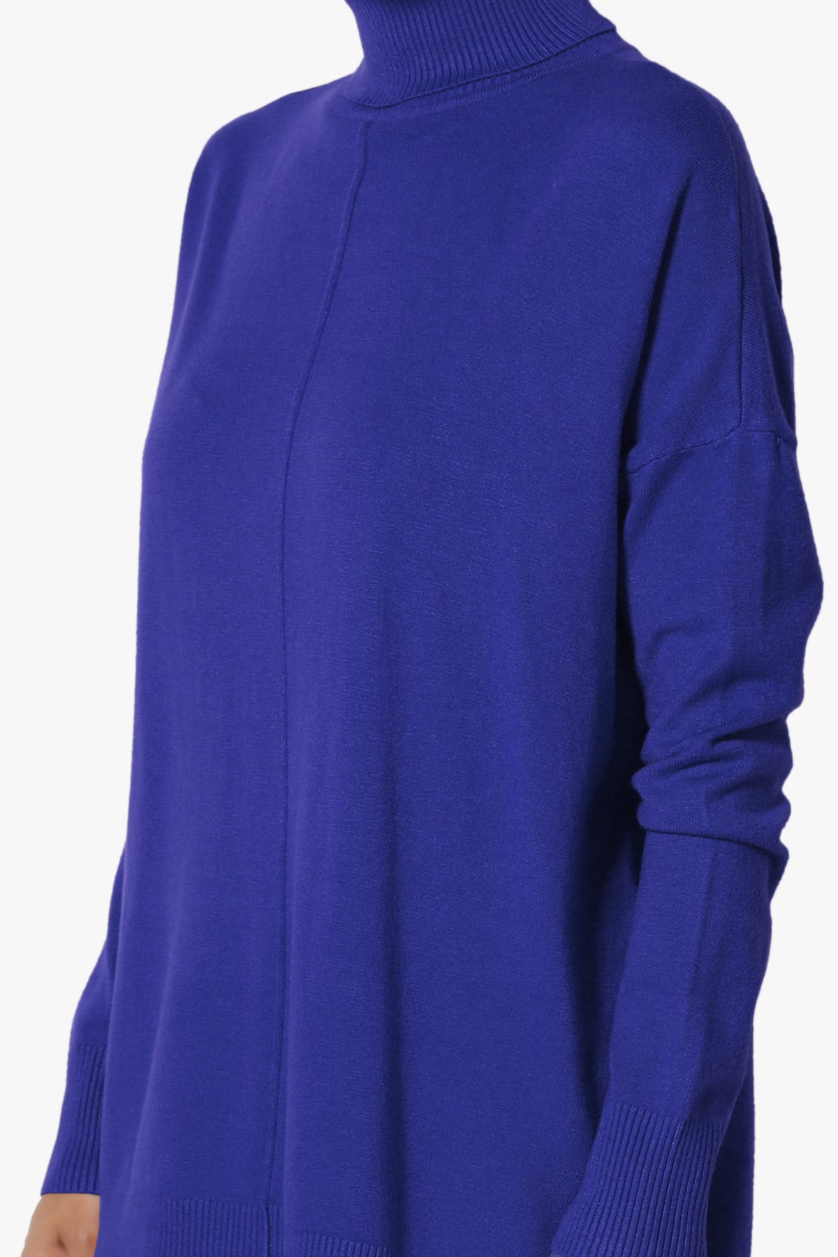 Henley Turtle Neck Knit Sweater BRIGHT BLUE_5