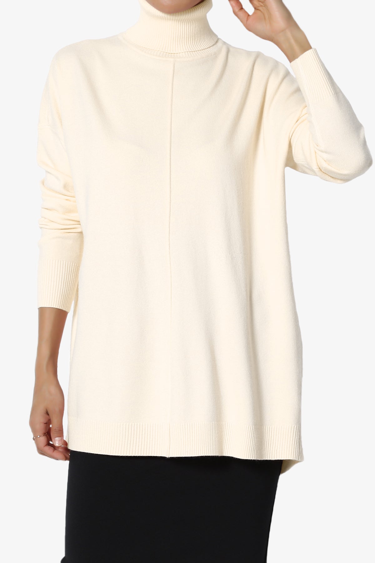 Henley Turtle Neck Knit Sweater CREAM_1