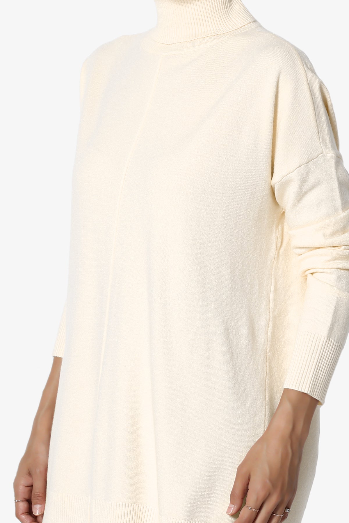 Henley Turtle Neck Knit Sweater CREAM_5