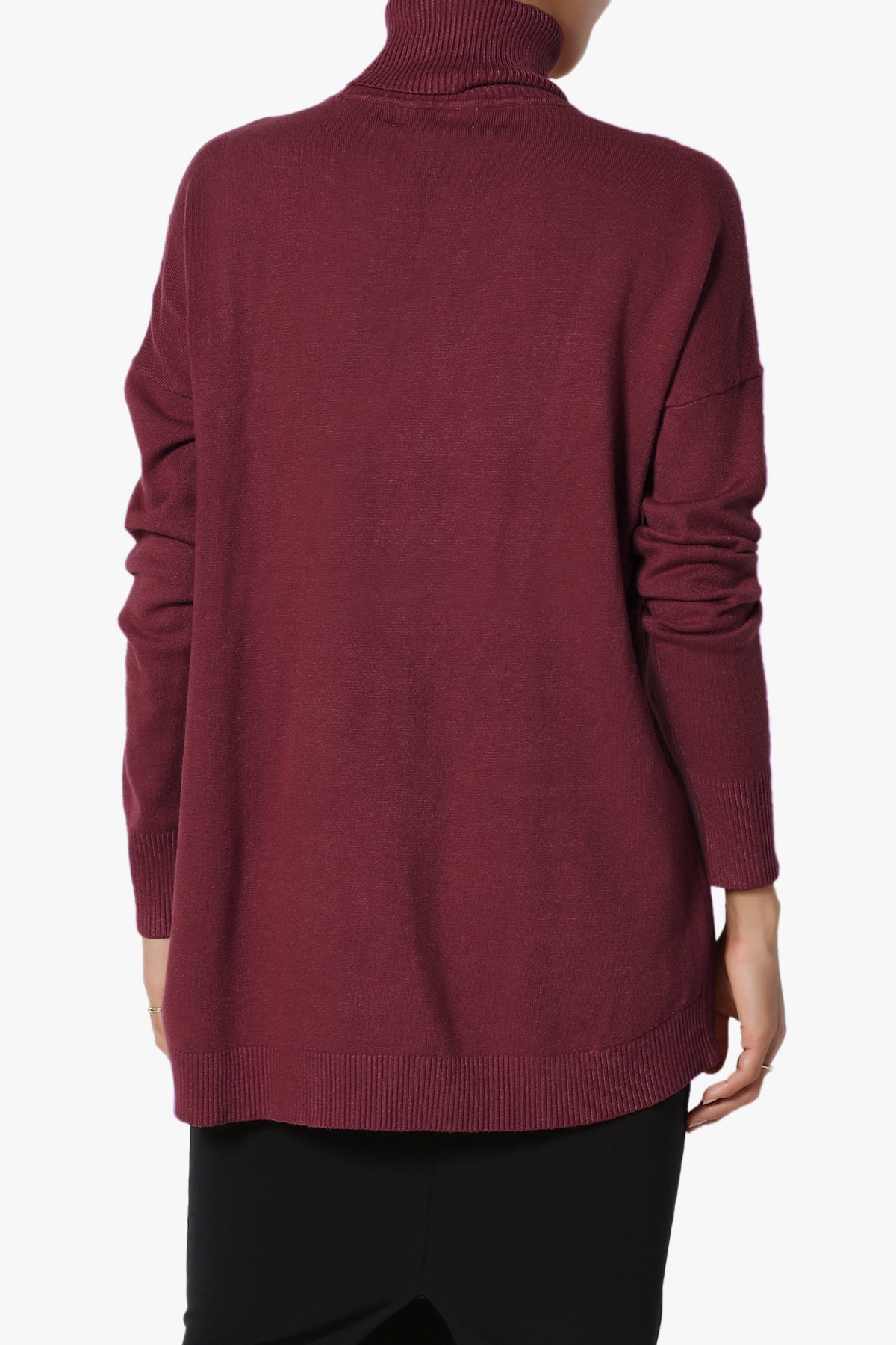 Henley Turtle Neck Knit Sweater DARK BURGUNDY_2