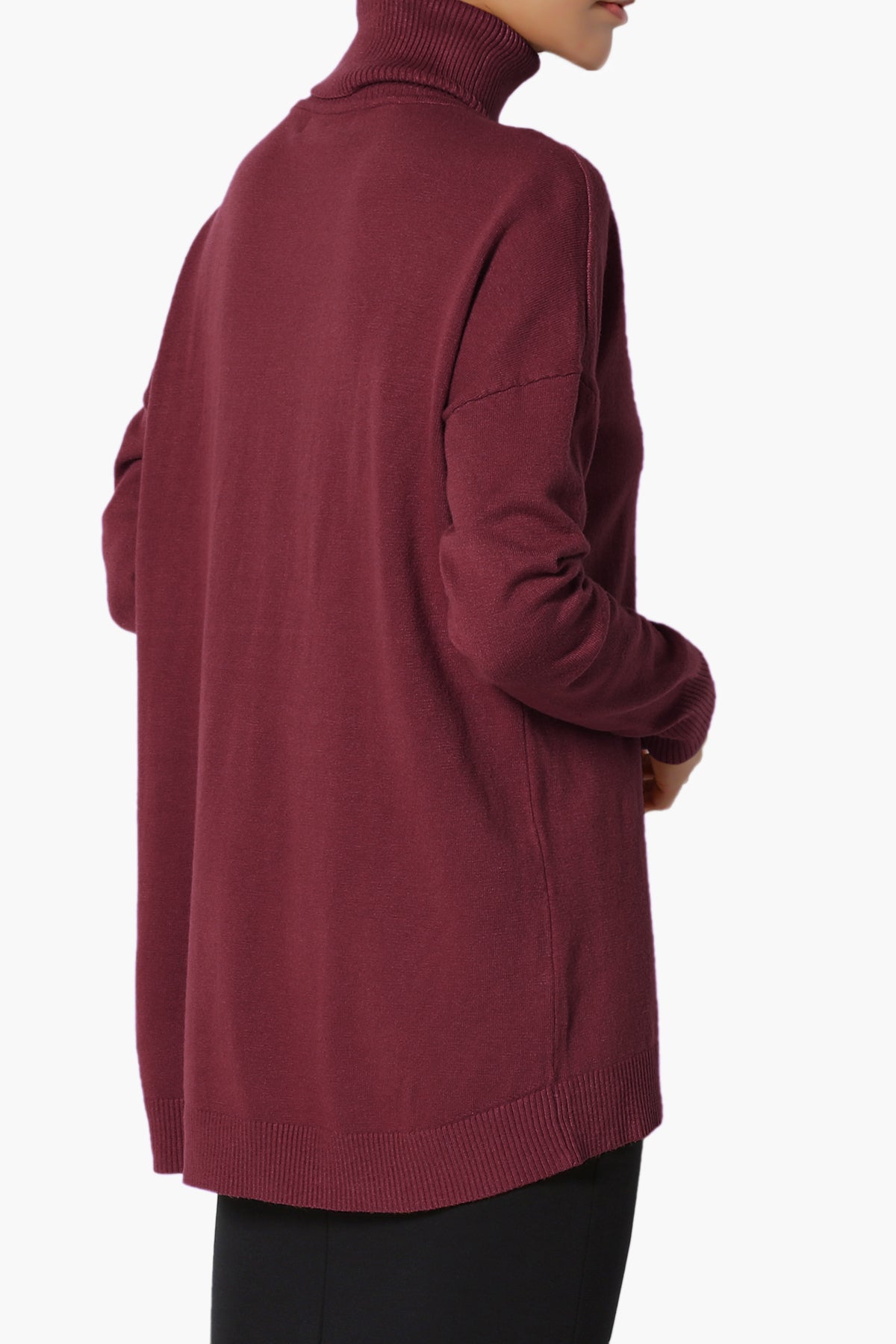 Henley Turtle Neck Knit Sweater DARK BURGUNDY_4