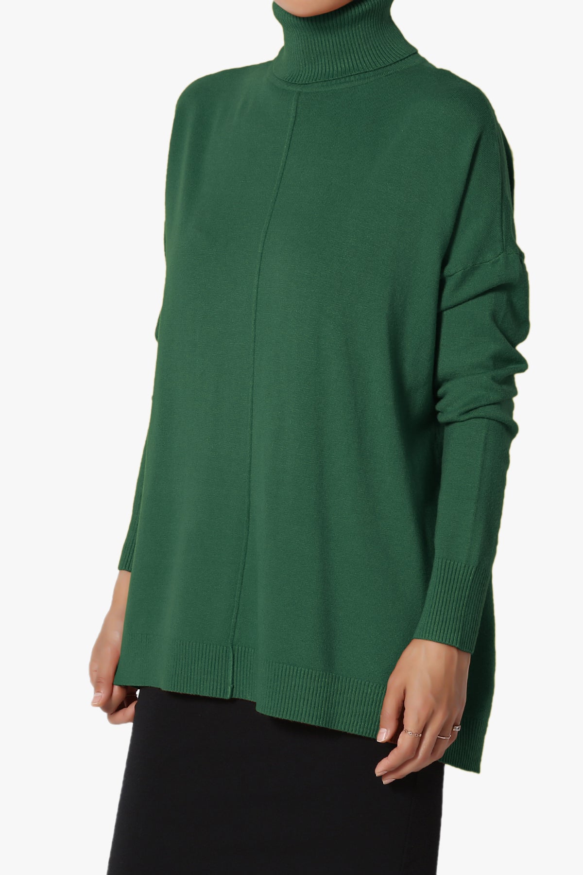 Henley Turtle Neck Knit Sweater DARK GREEN_3