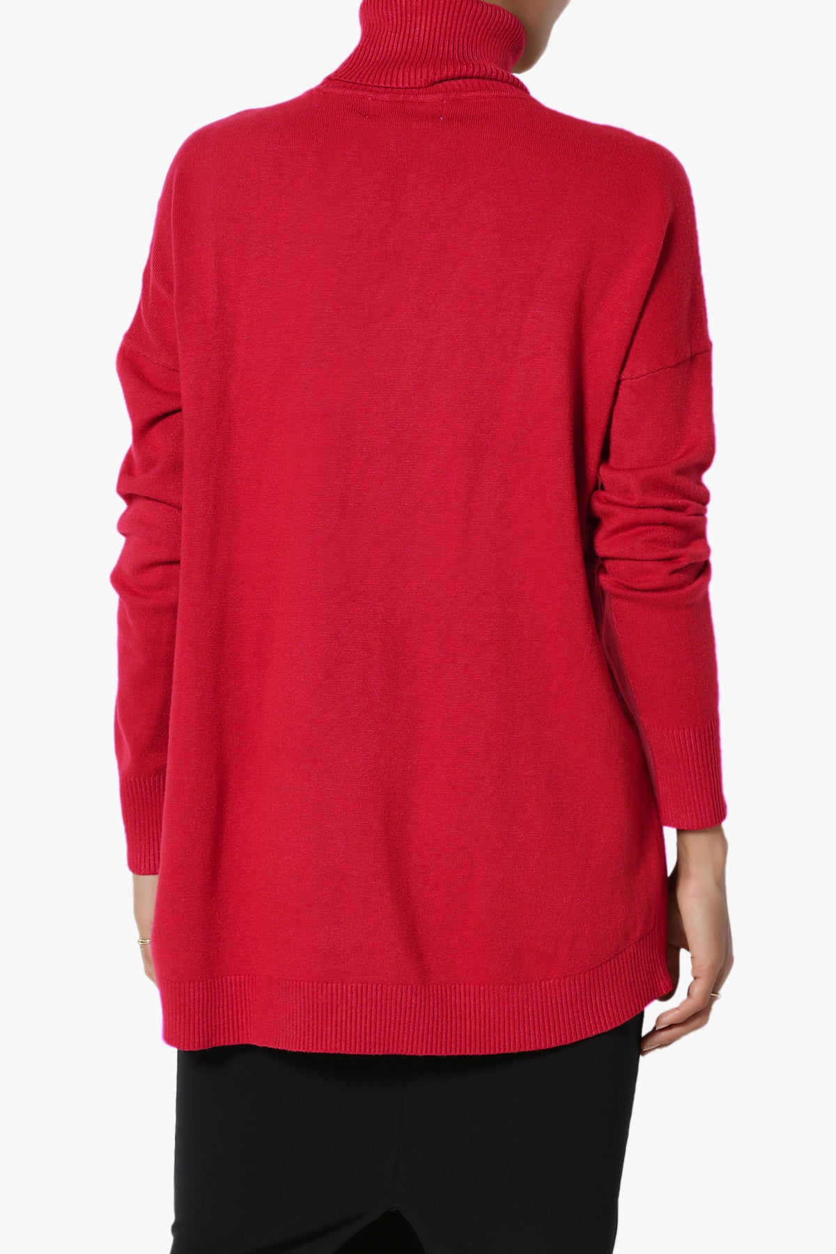 Henley Turtle Neck Knit Sweater DARK RED_2