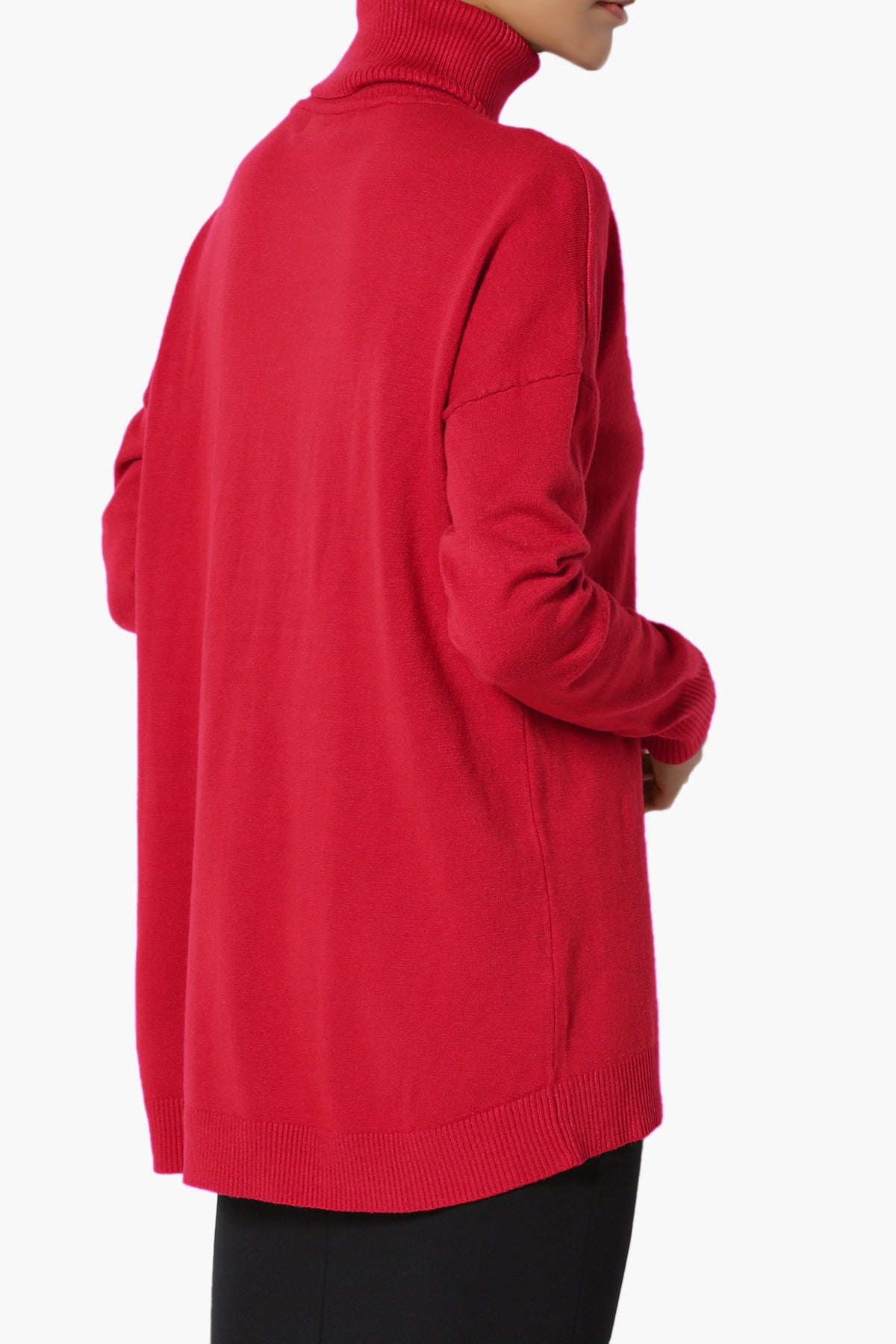 Henley Turtle Neck Knit Sweater DARK RED_4