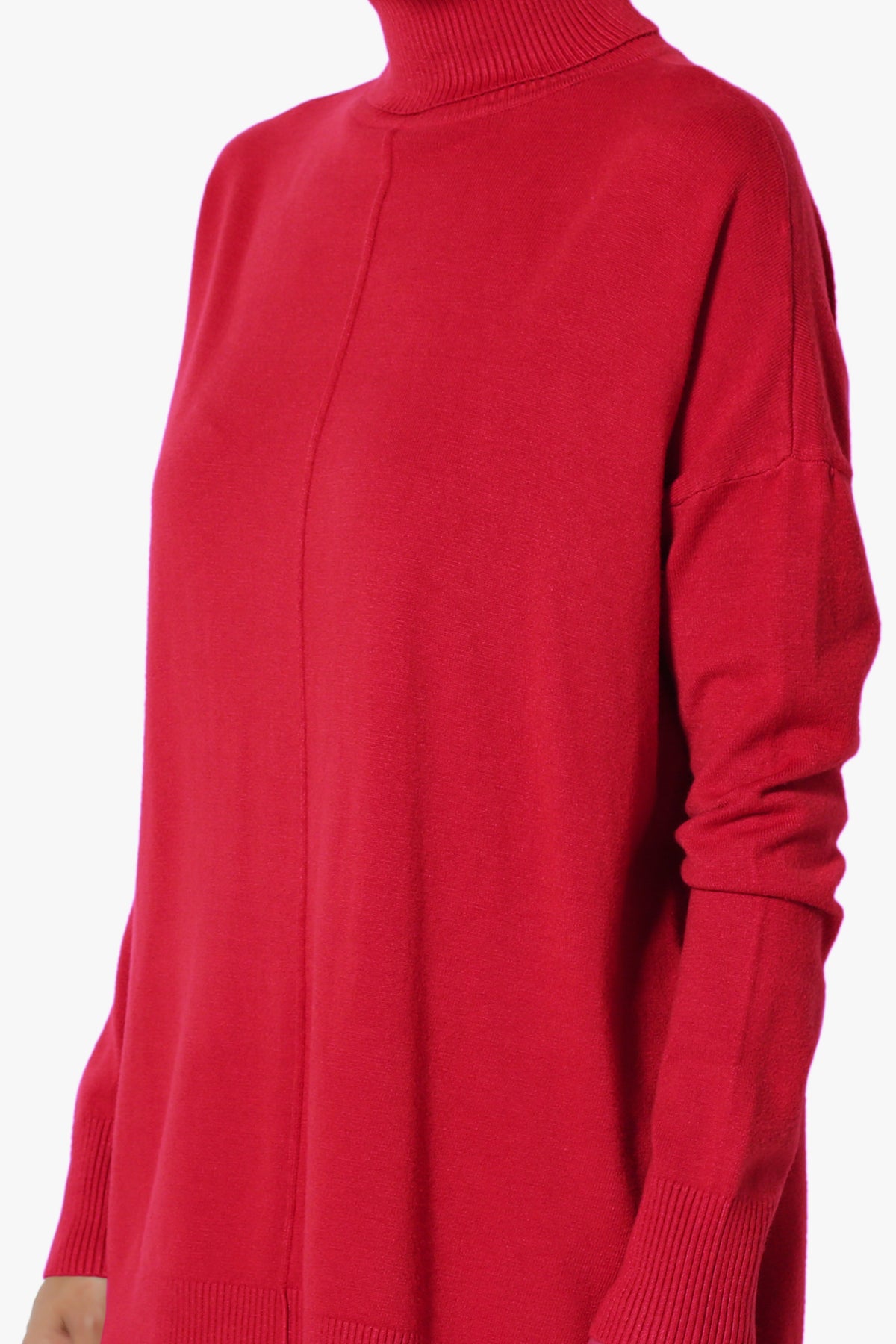 Henley Turtle Neck Knit Sweater DARK RED_5