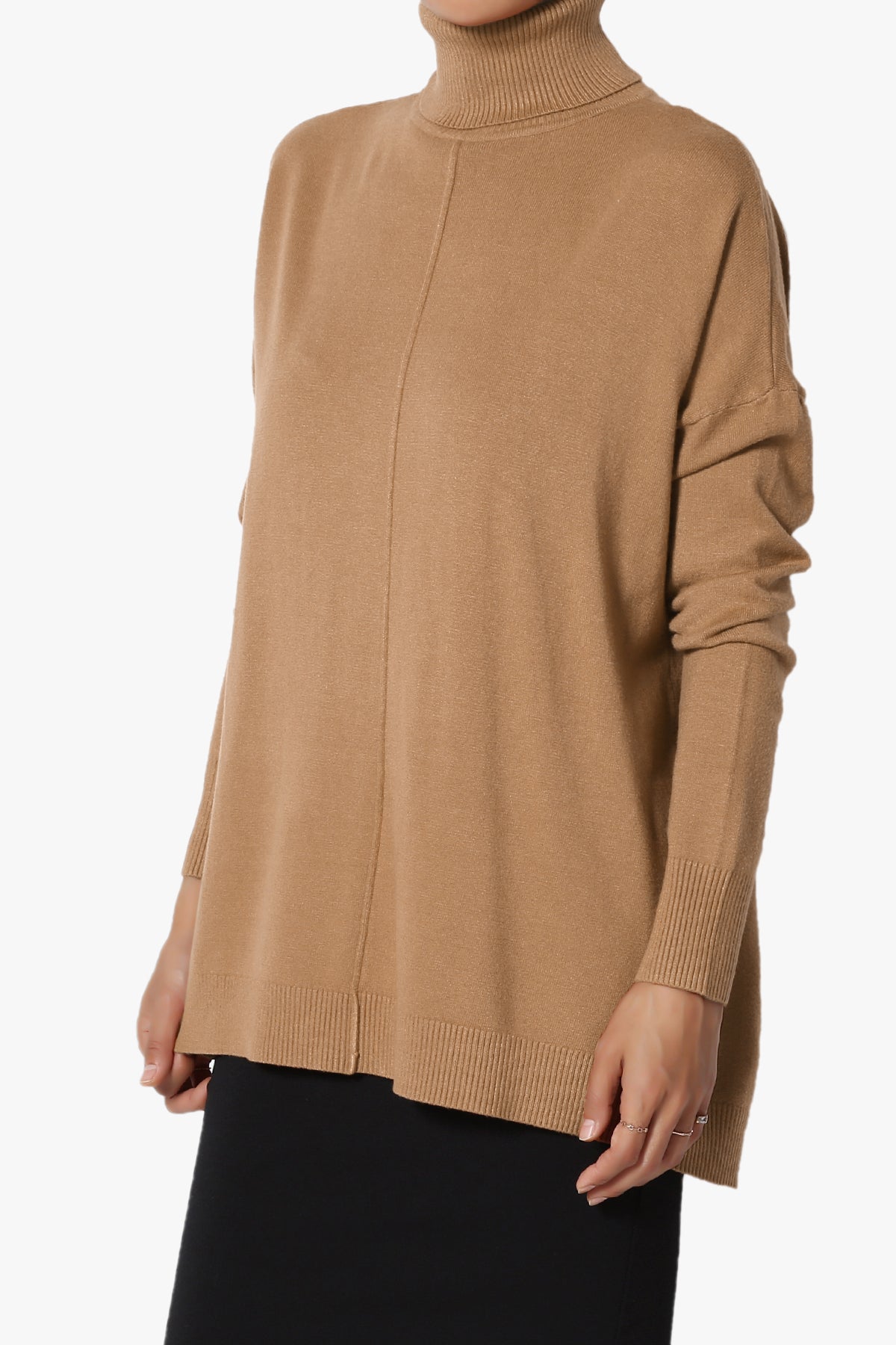 Henley Turtle Neck Knit Sweater DEEP CAMEL_3