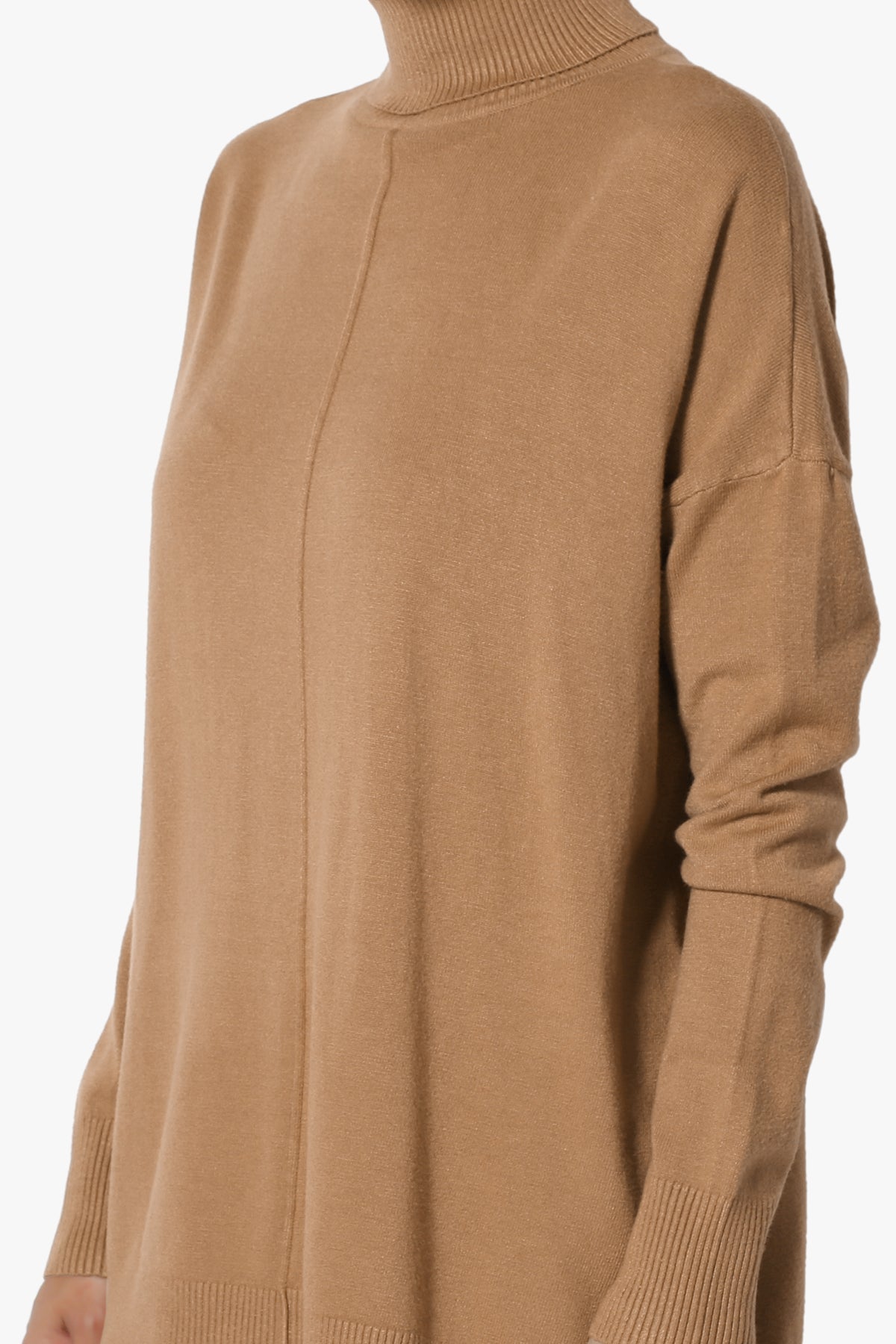Henley Turtle Neck Knit Sweater DEEP CAMEL_5