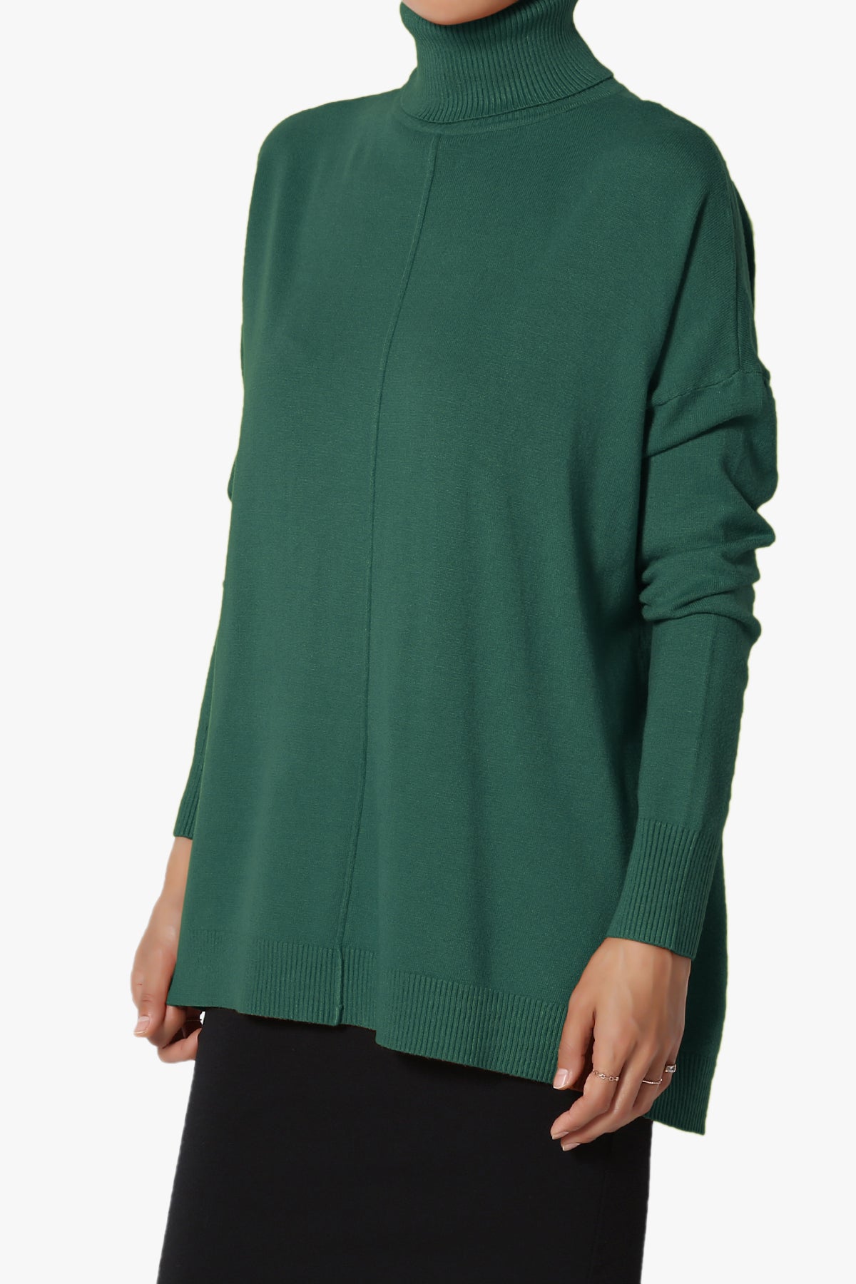 Henley Turtle Neck Knit Sweater DEEP GREEN_3