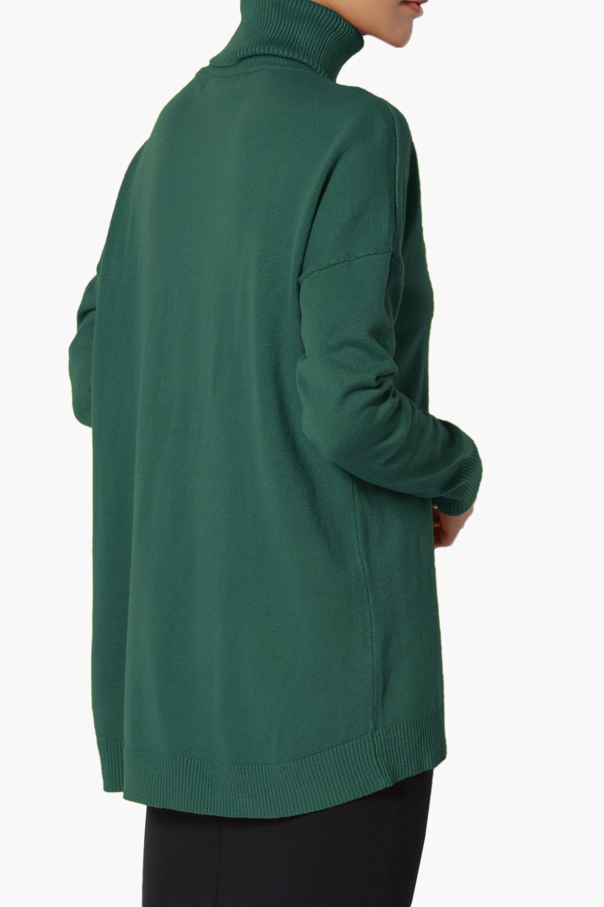Henley Turtle Neck Knit Sweater DEEP GREEN_4