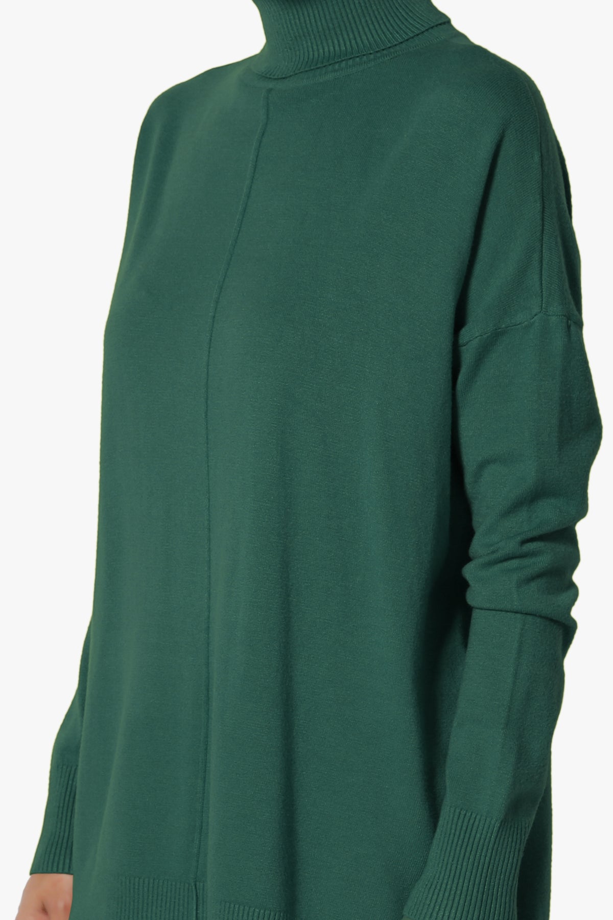Henley Turtle Neck Knit Sweater DEEP GREEN_5