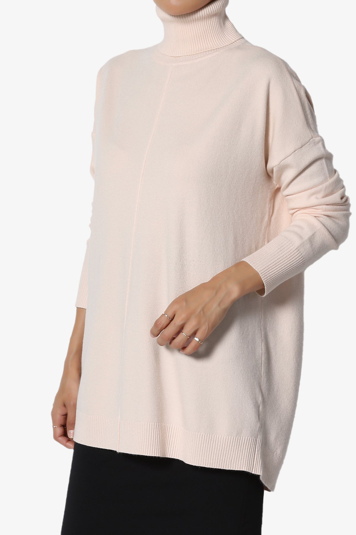 Henley Turtle Neck Knit Sweater DUSTY BLUSH_3