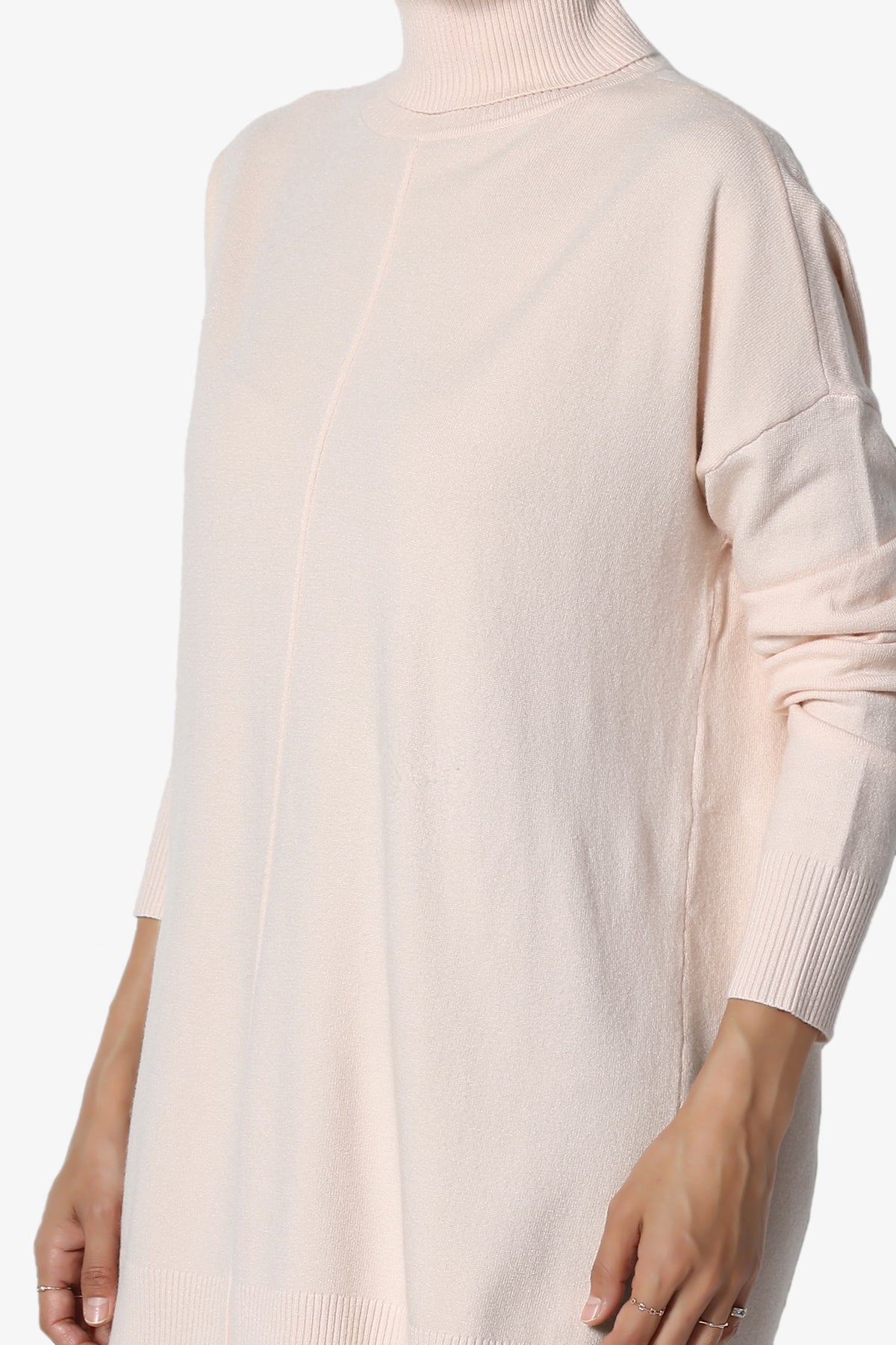 Henley Turtle Neck Knit Sweater DUSTY BLUSH_5