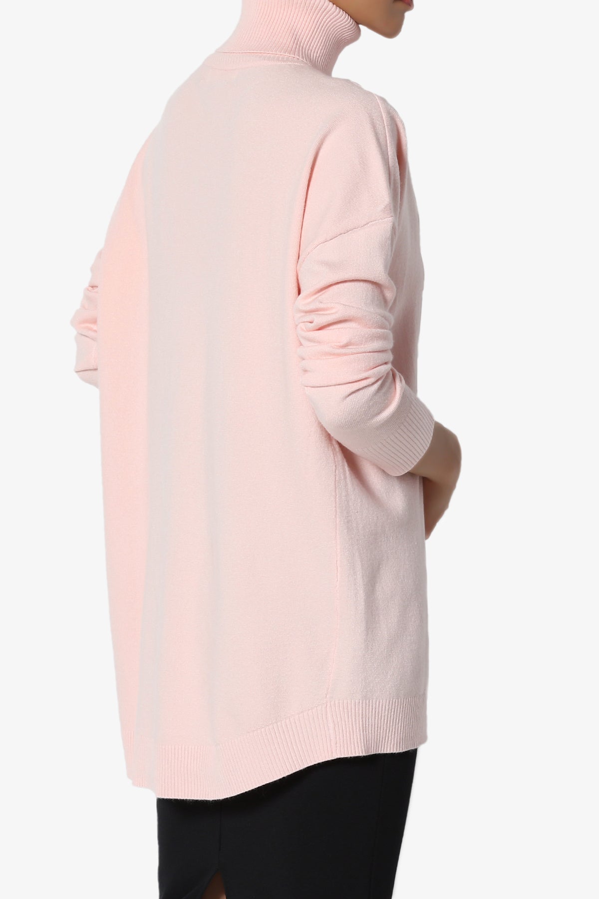 Henley Turtle Neck Knit Sweater DUSTY CORAL_4