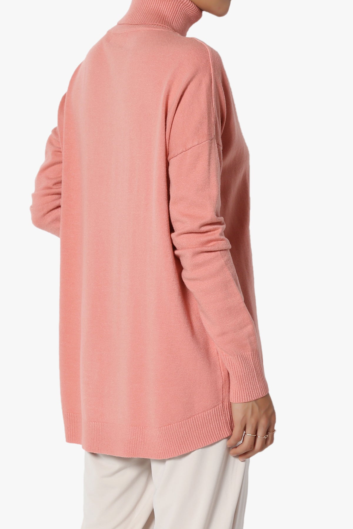 Henley Turtle Neck Knit Sweater DUSTY ROSE_4