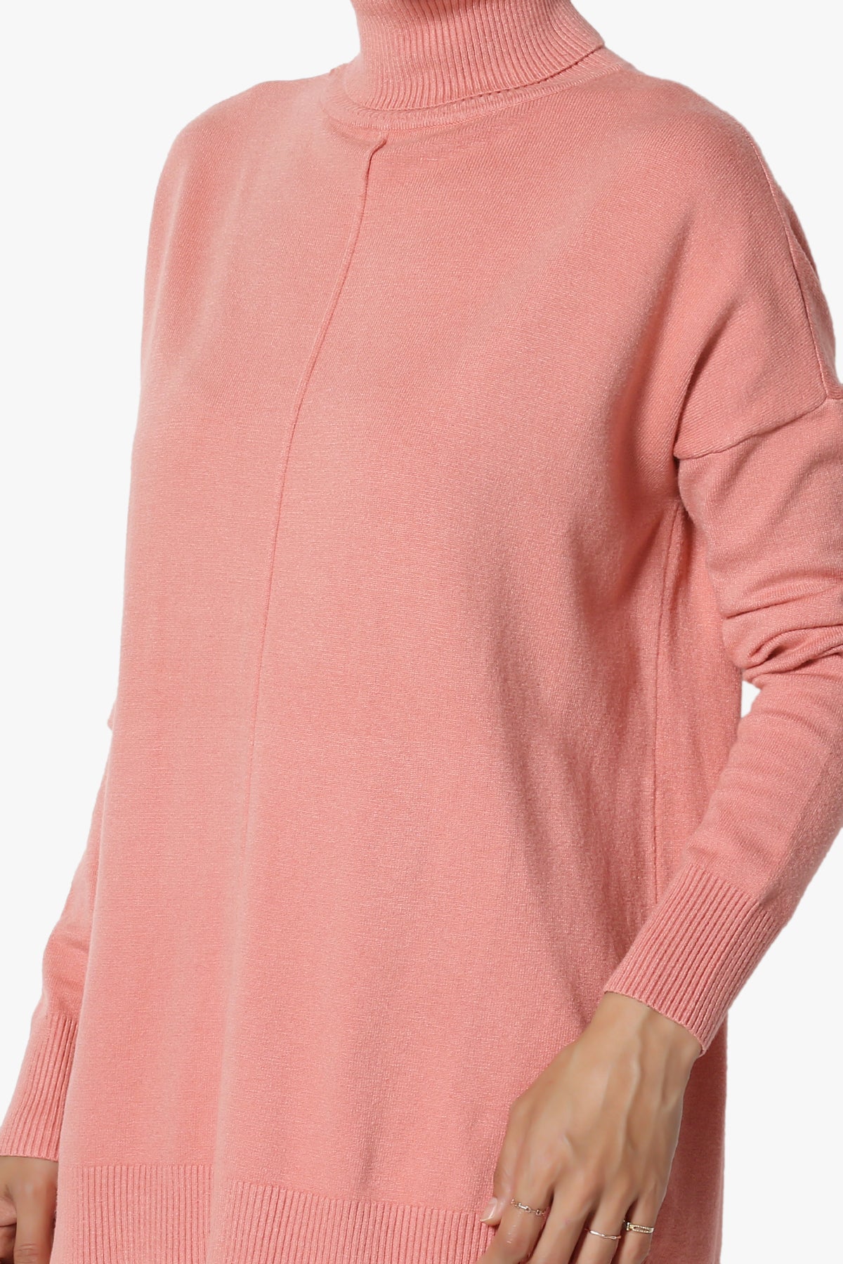 Henley Turtle Neck Knit Sweater DUSTY ROSE_5