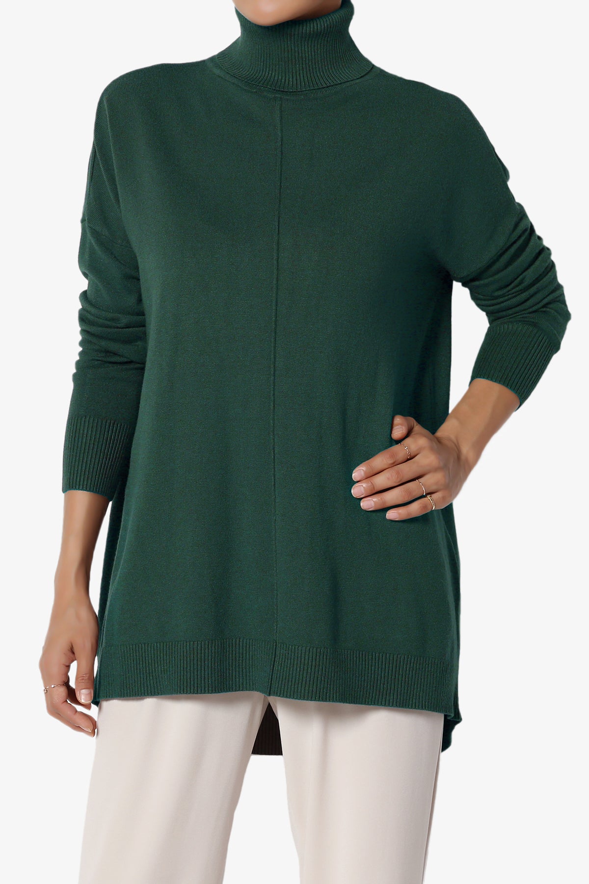 Henley Turtle Neck Knit Sweater HUNTER GREEN_1