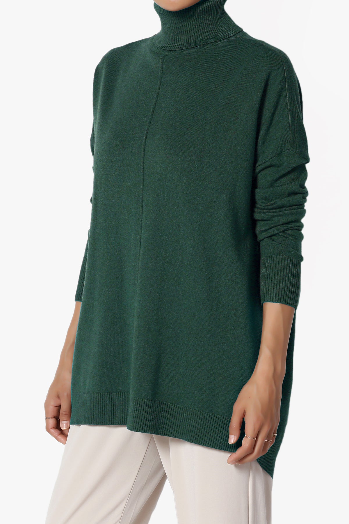 Henley Turtle Neck Knit Sweater HUNTER GREEN_3