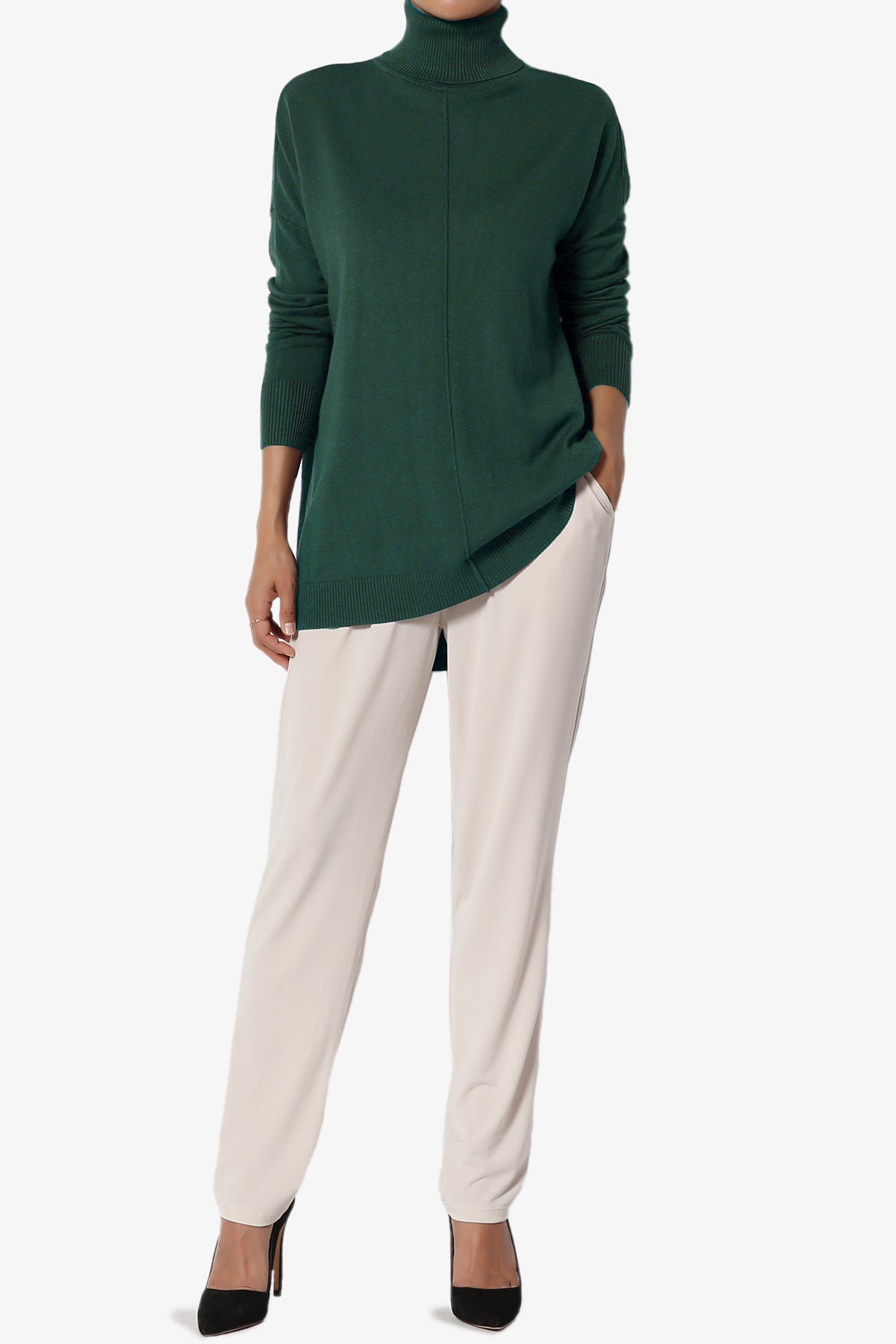 Henley Turtle Neck Knit Sweater HUNTER GREEN_6