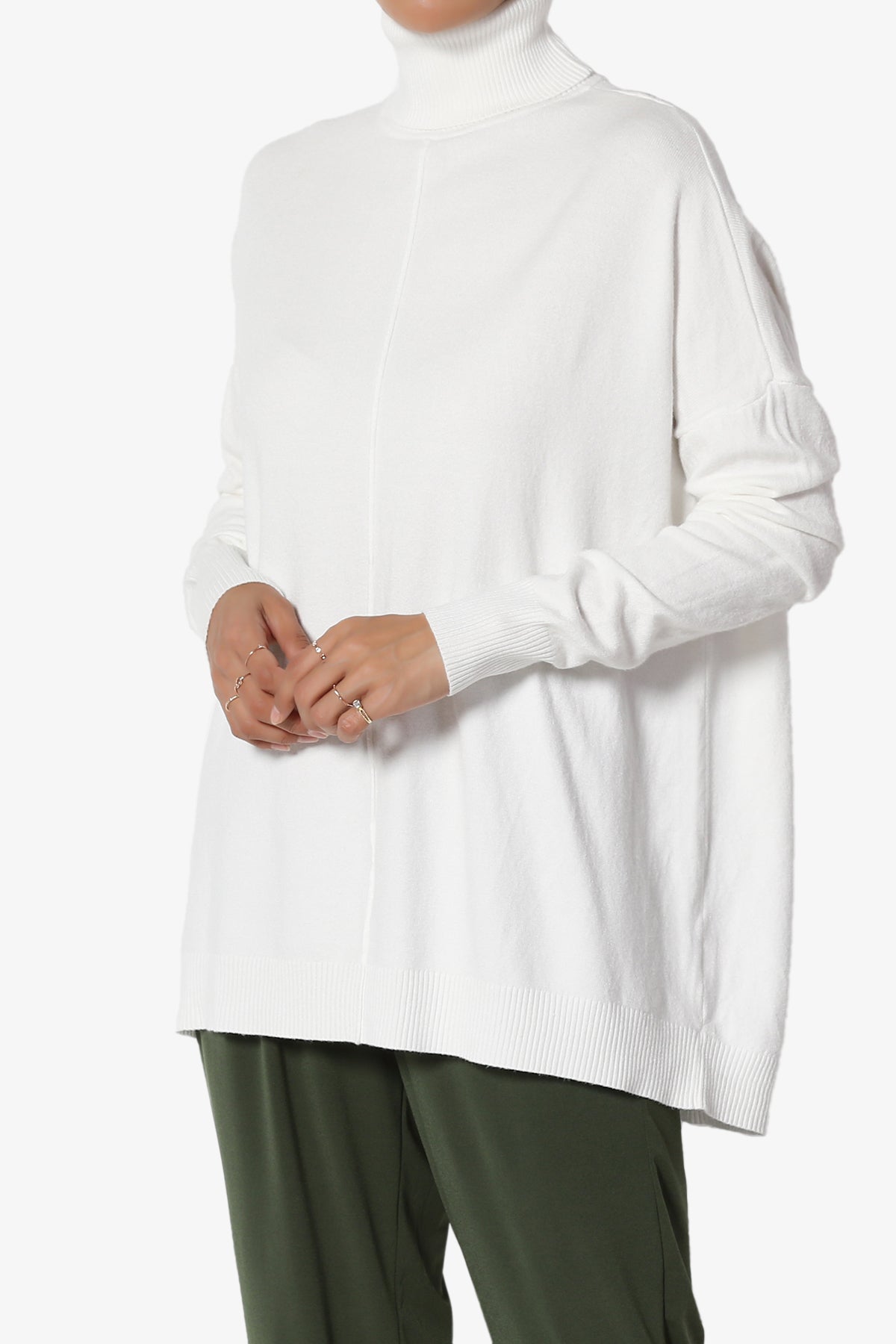 Henley Turtle Neck Knit Sweater IVORY_3