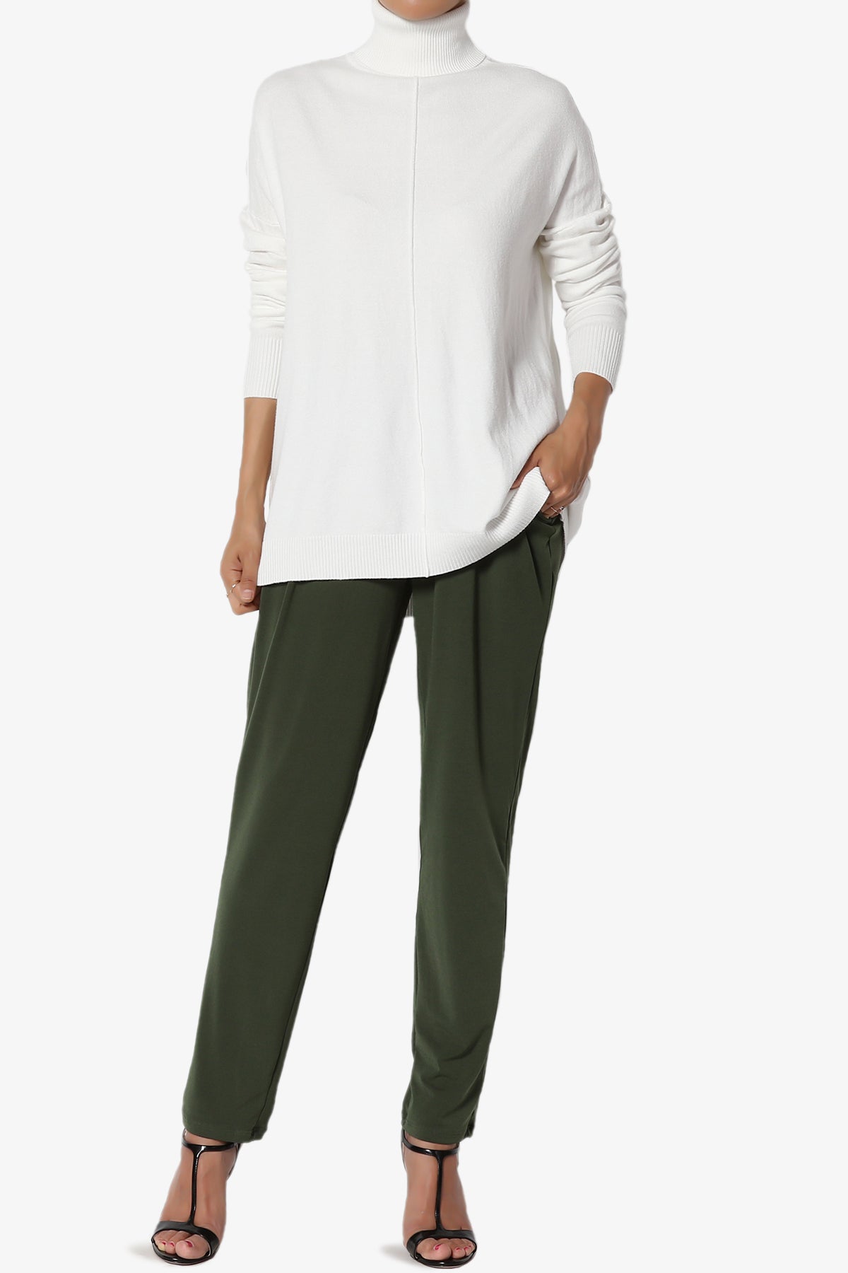 Henley Turtle Neck Knit Sweater IVORY_6