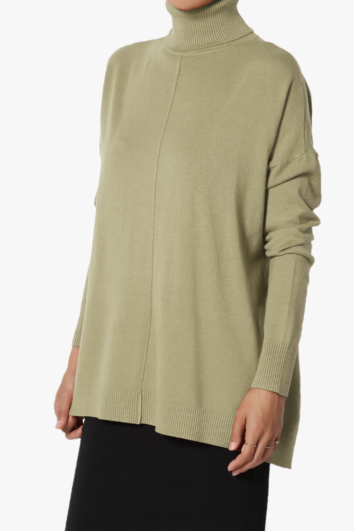 Henley Turtle Neck Knit Sweater KHAKI GREEN_3