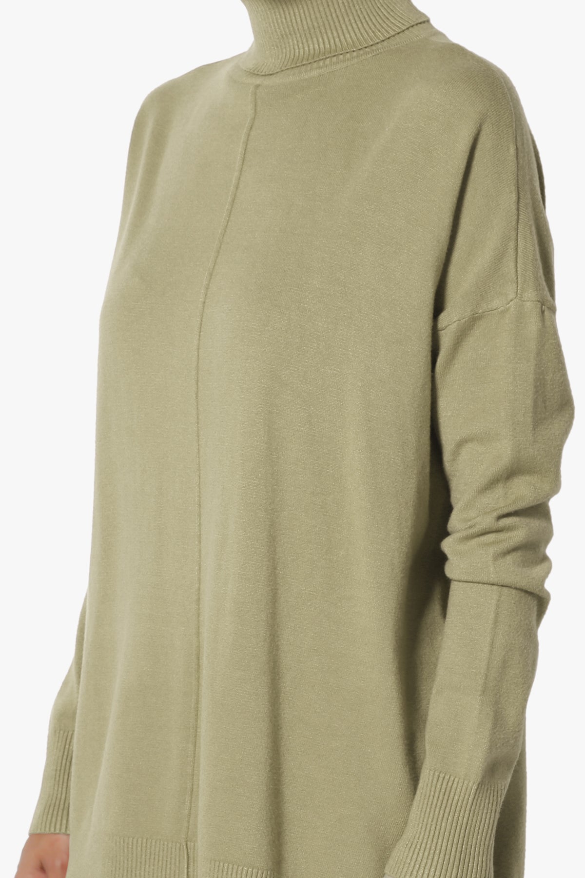 Henley Turtle Neck Knit Sweater KHAKI GREEN_5