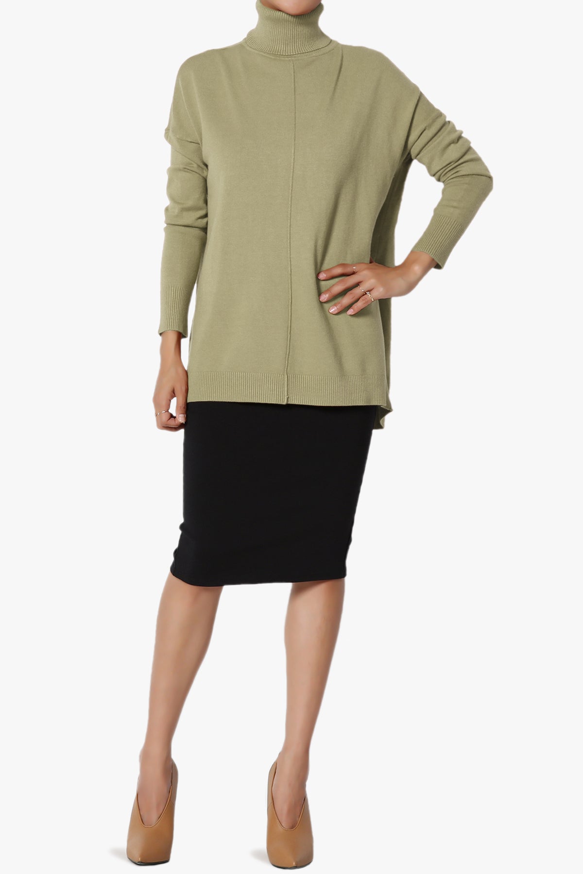 Henley Turtle Neck Knit Sweater KHAKI GREEN_6