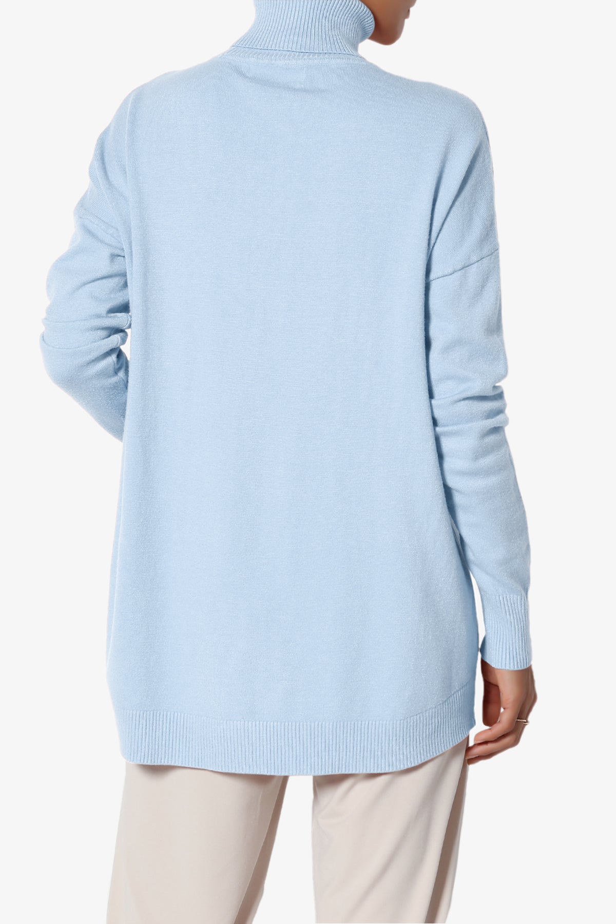 Henley Turtle Neck Knit Sweater LIGHT BLUE_2