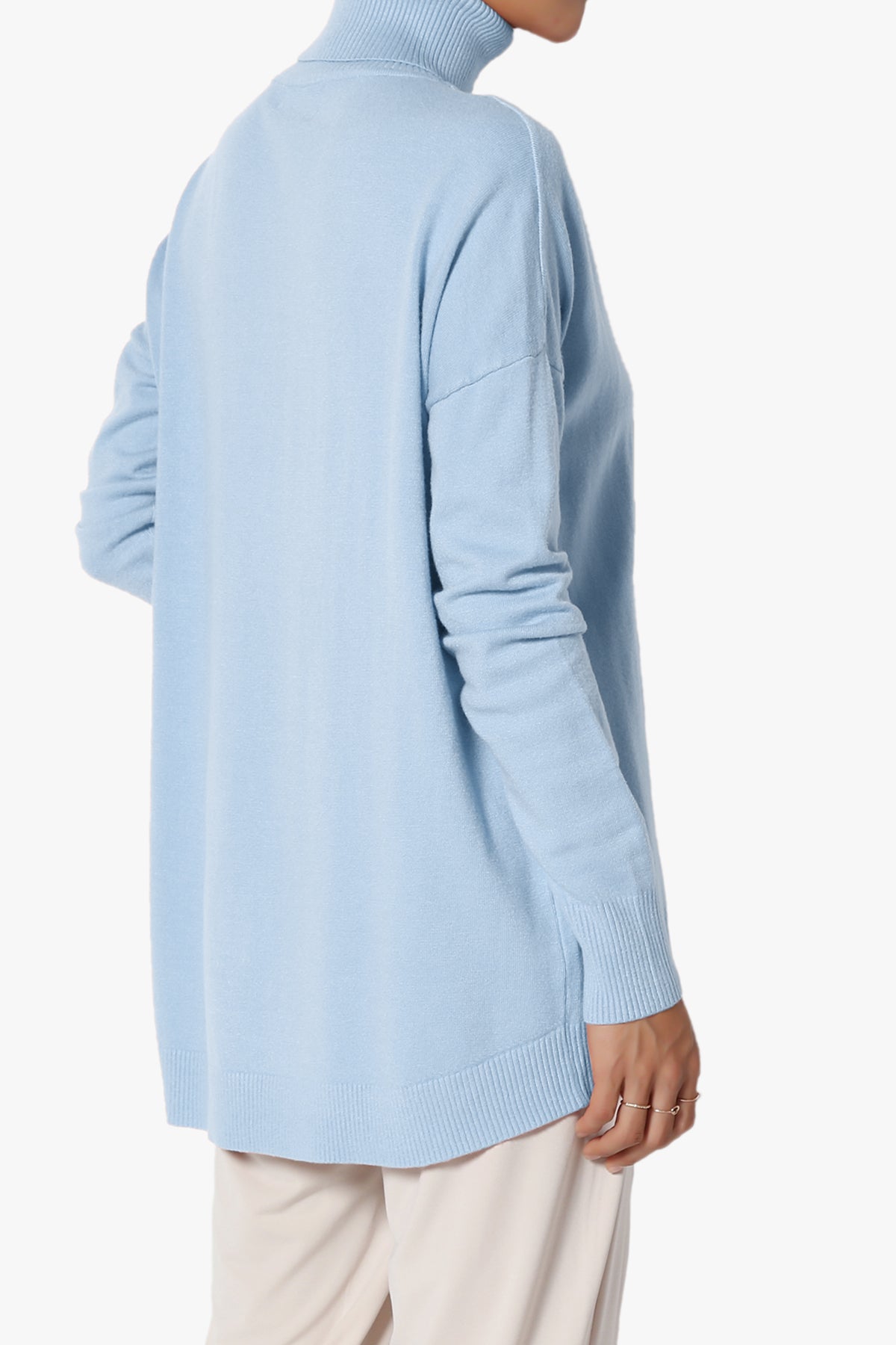 Henley Turtle Neck Knit Sweater LIGHT BLUE_4