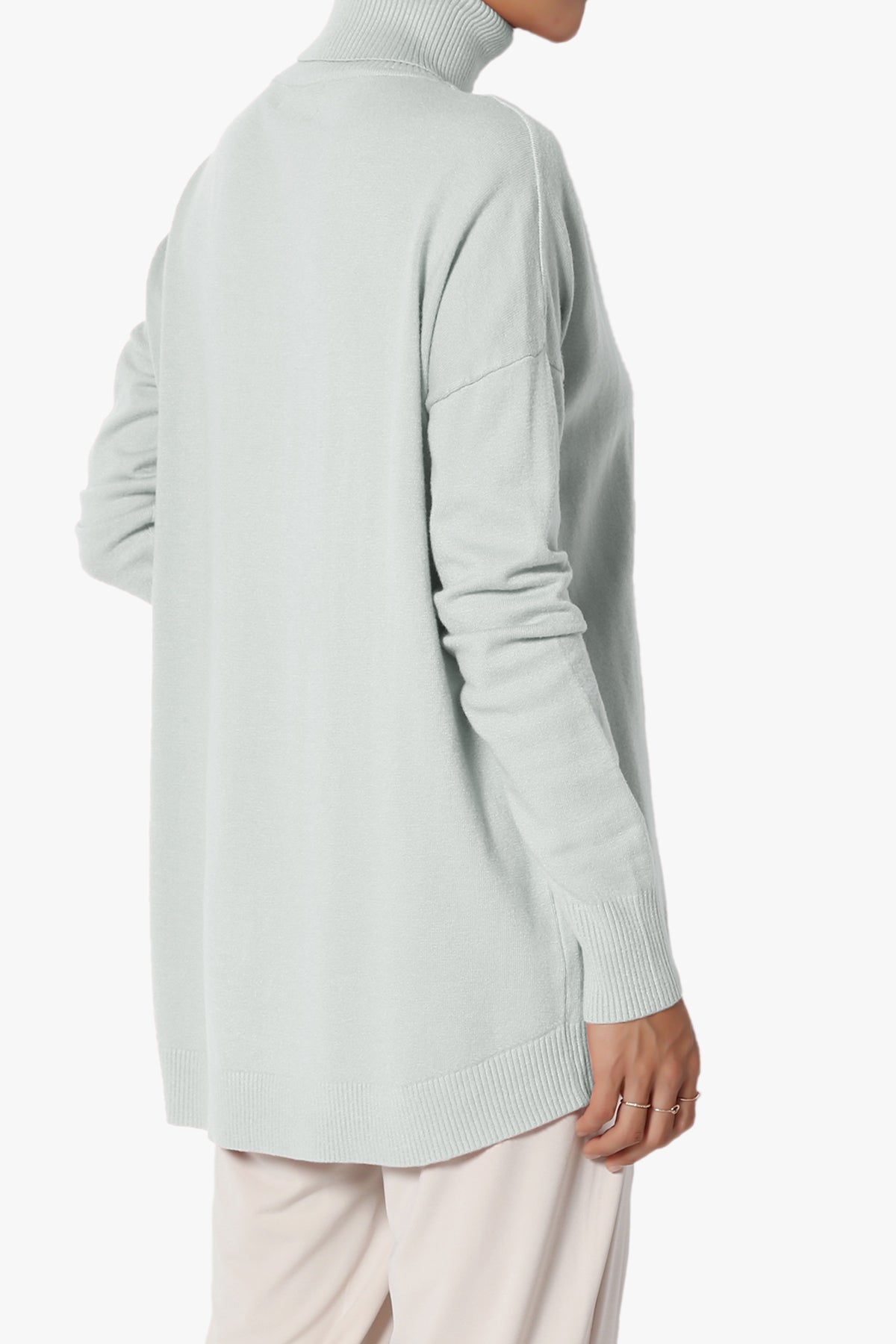 Henley Turtle Neck Knit Sweater LIGHT GREY_4