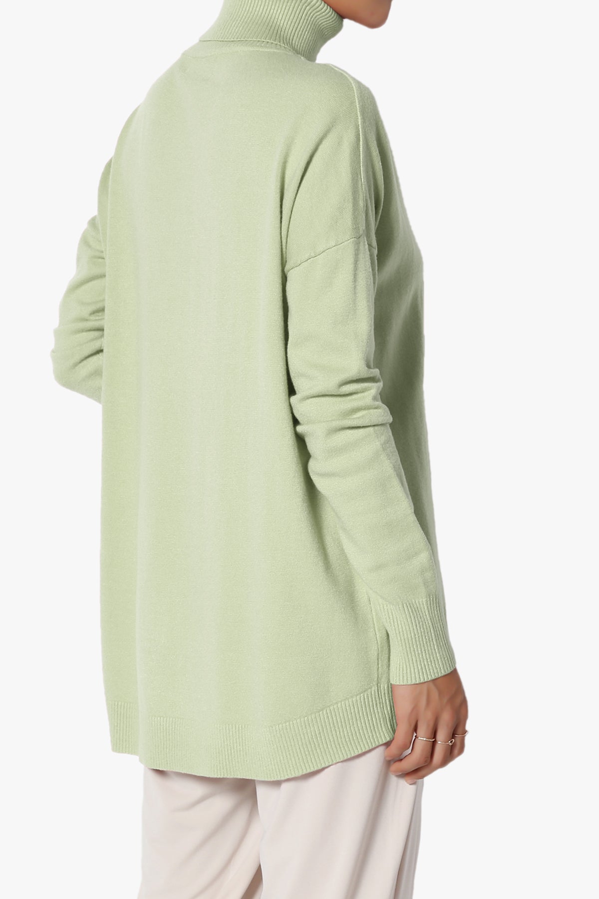 Henley Turtle Neck Knit Sweater LIGHT SAGE_3