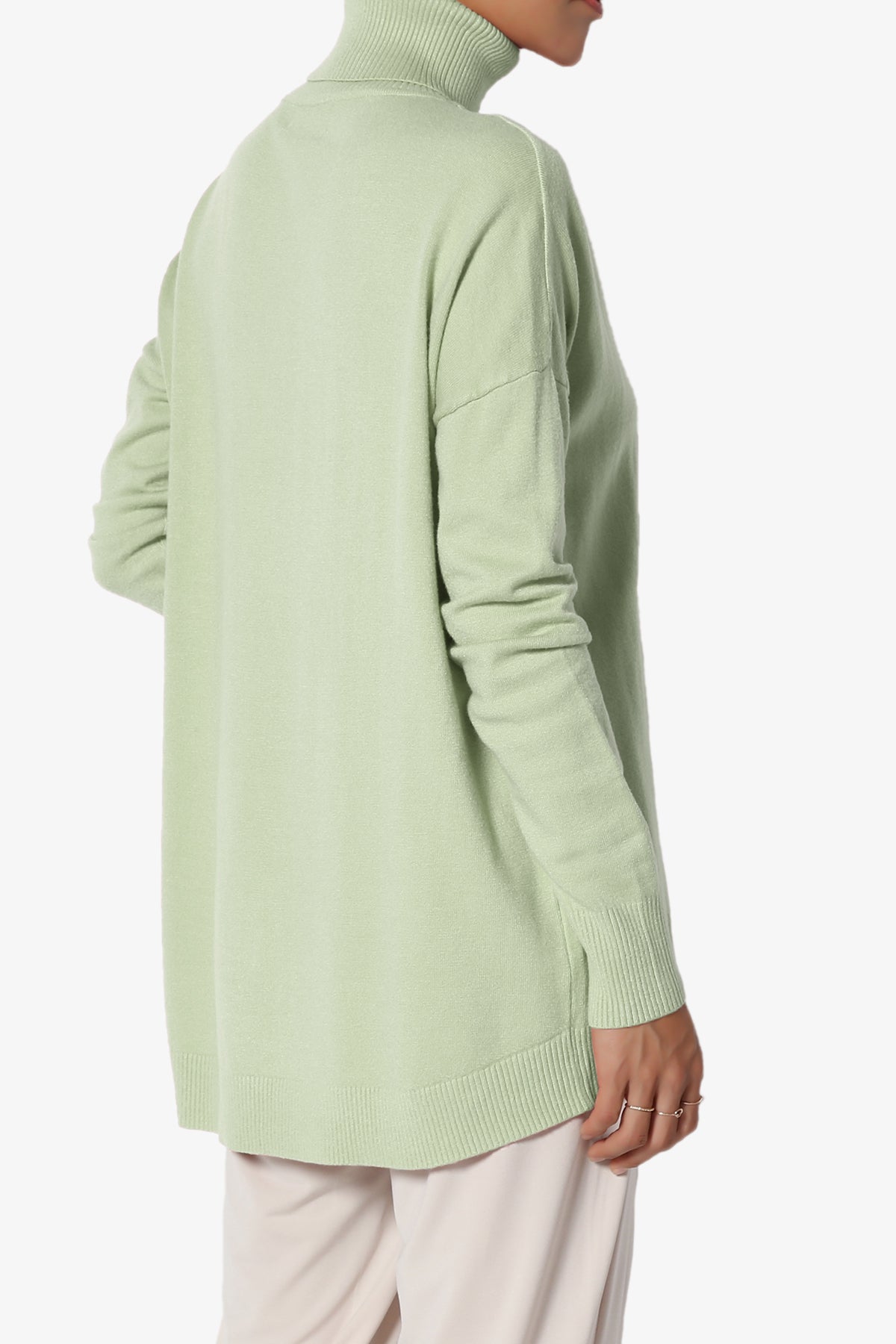 Henley Turtle Neck Knit Sweater LIGHT SAGE_4