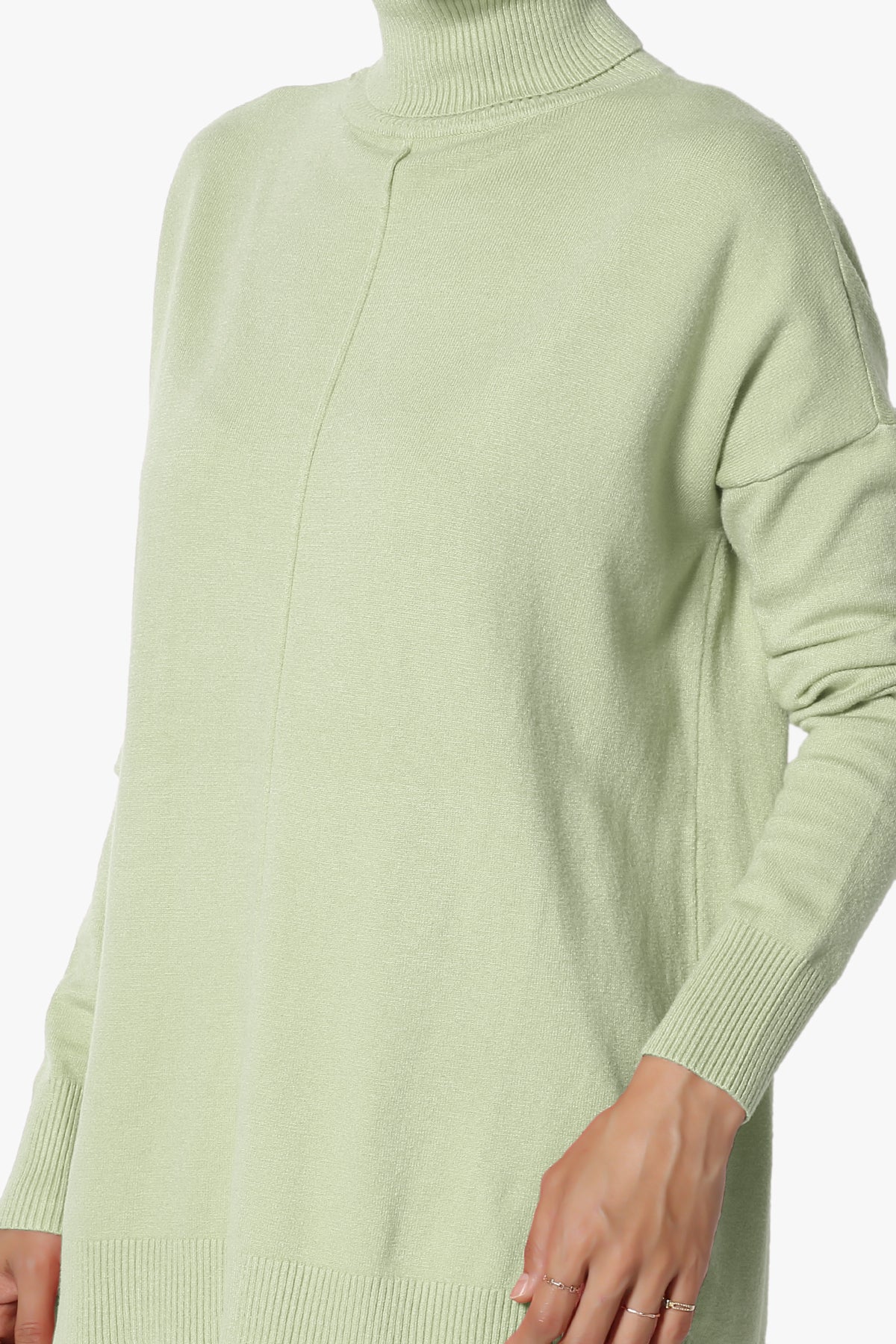 Henley Turtle Neck Knit Sweater LIGHT SAGE_5