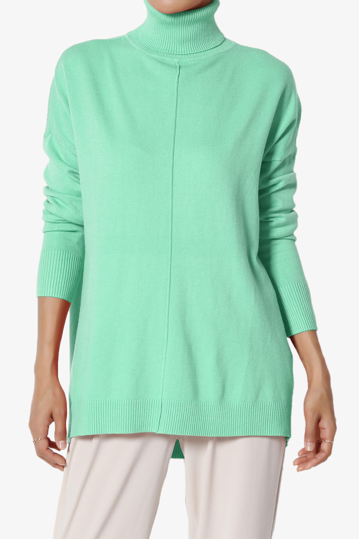 Henley Turtle Neck Knit Sweater MINT_1