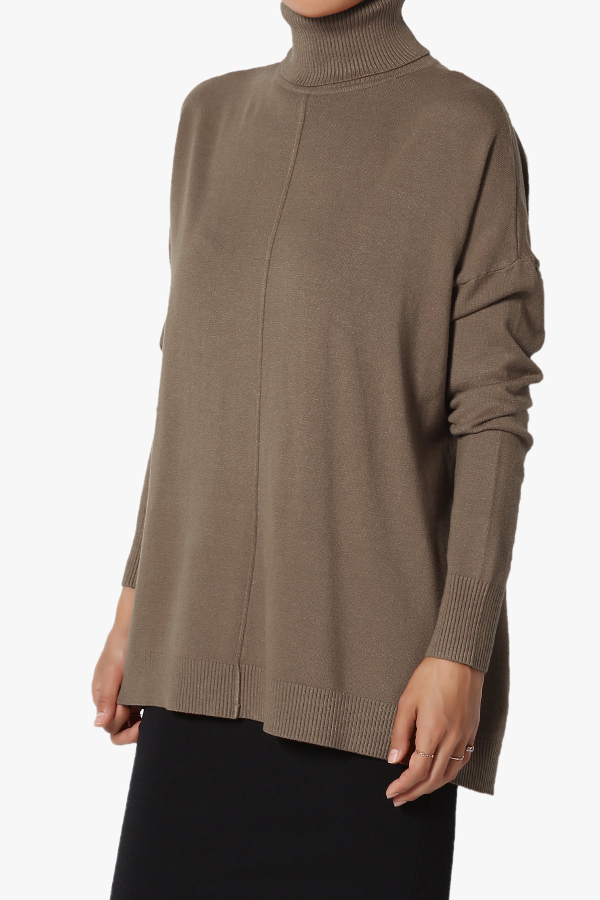 Henley Turtle Neck Knit Sweater MOCHA_3
