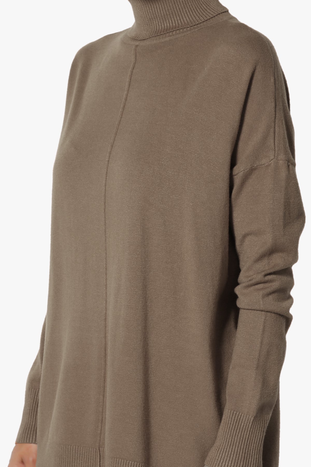 Henley Turtle Neck Knit Sweater MOCHA_5